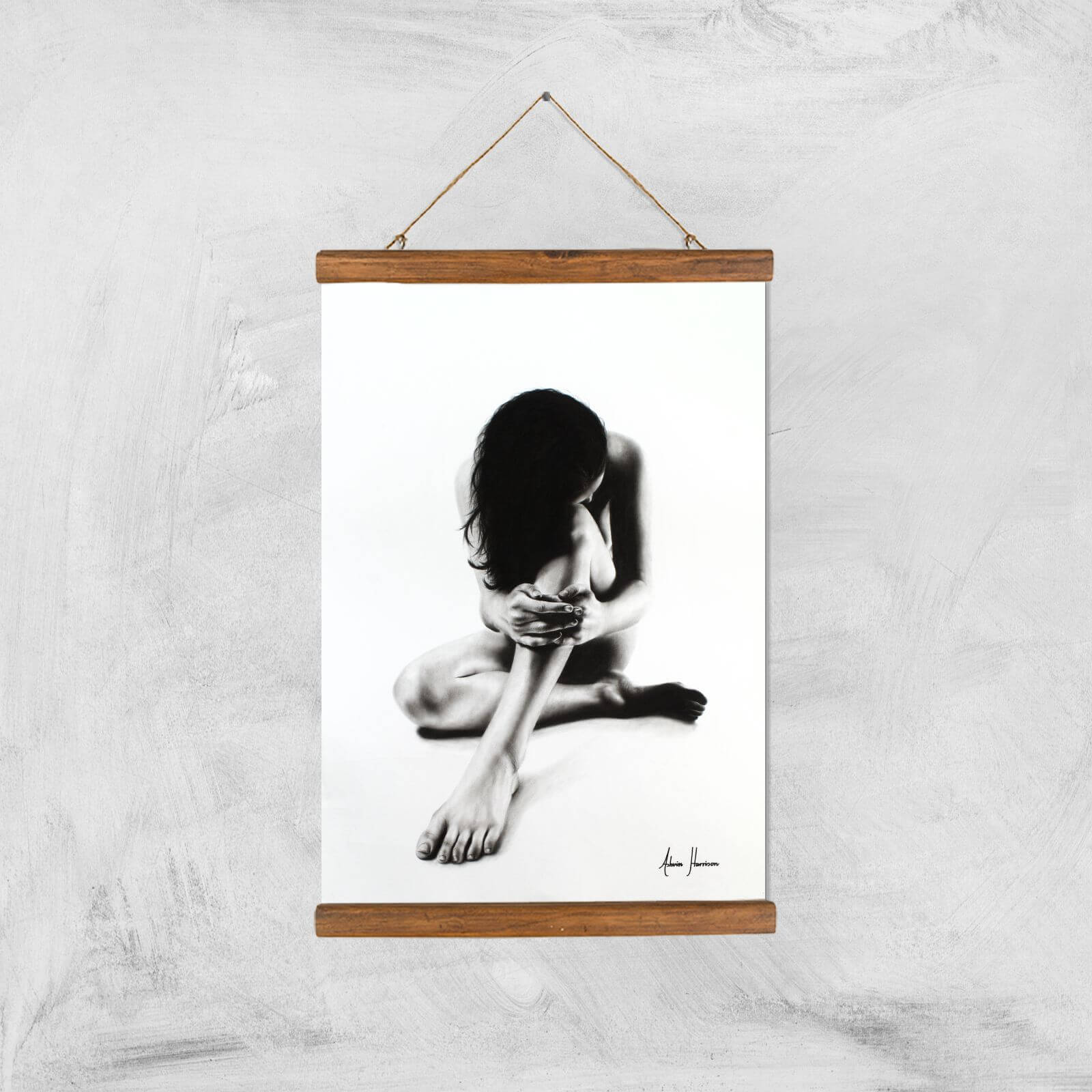 Nude Woman Charcoal Study 51 Giclee Art Print - A3 - Wooden Hanger
