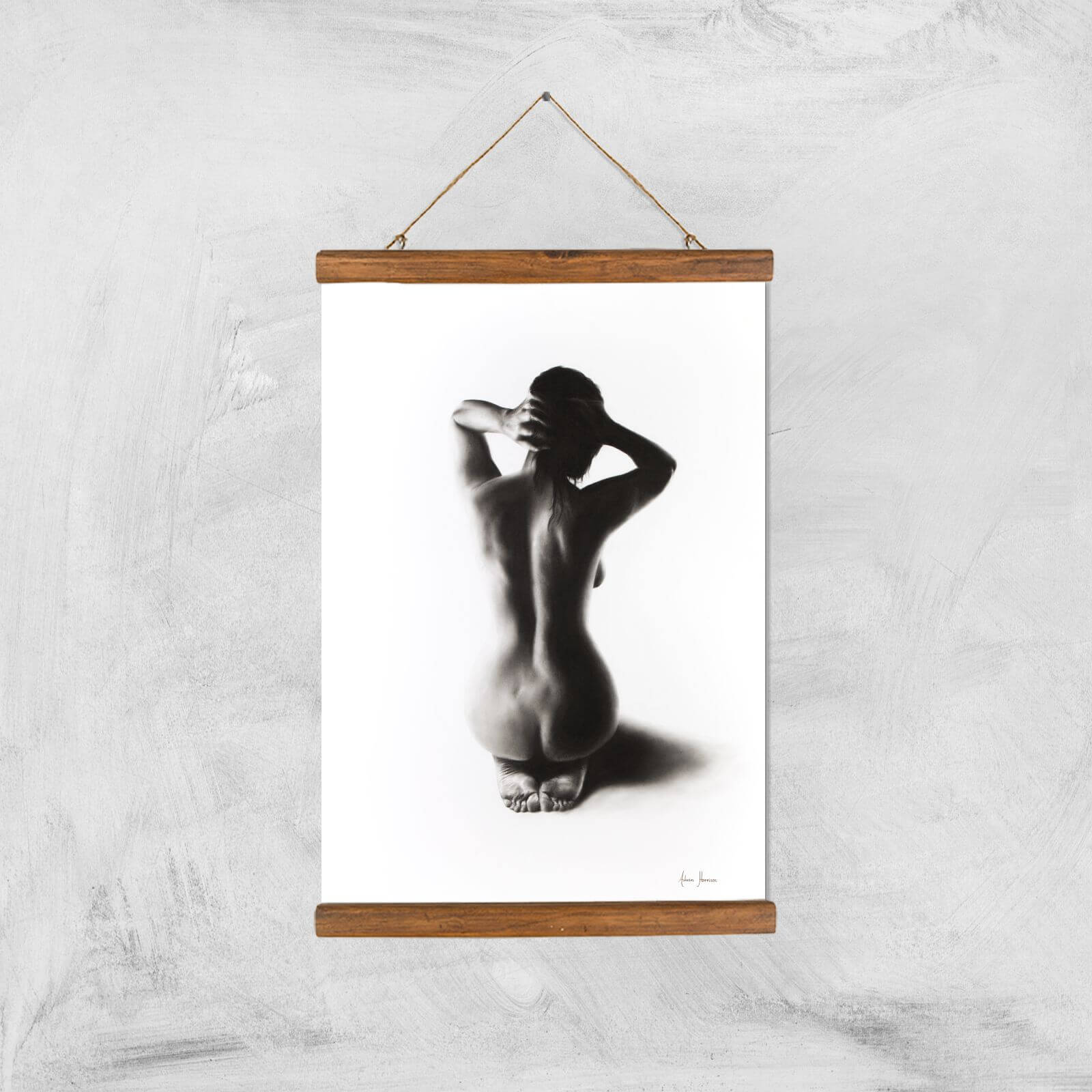 Nude Woman Charcoal Study 57 Giclee Art Print - A3 - Wooden Hanger