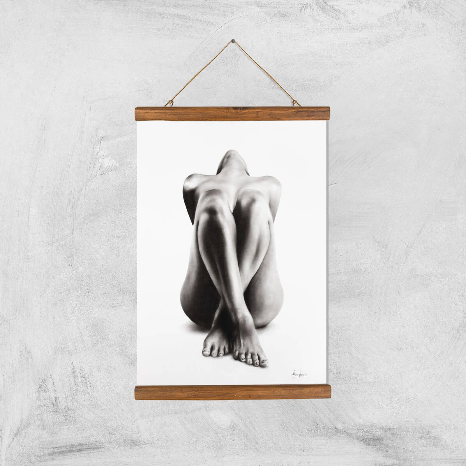 Nude Woman Charcoal Study 63 Giclee Art Print - A3 - Wooden Hanger