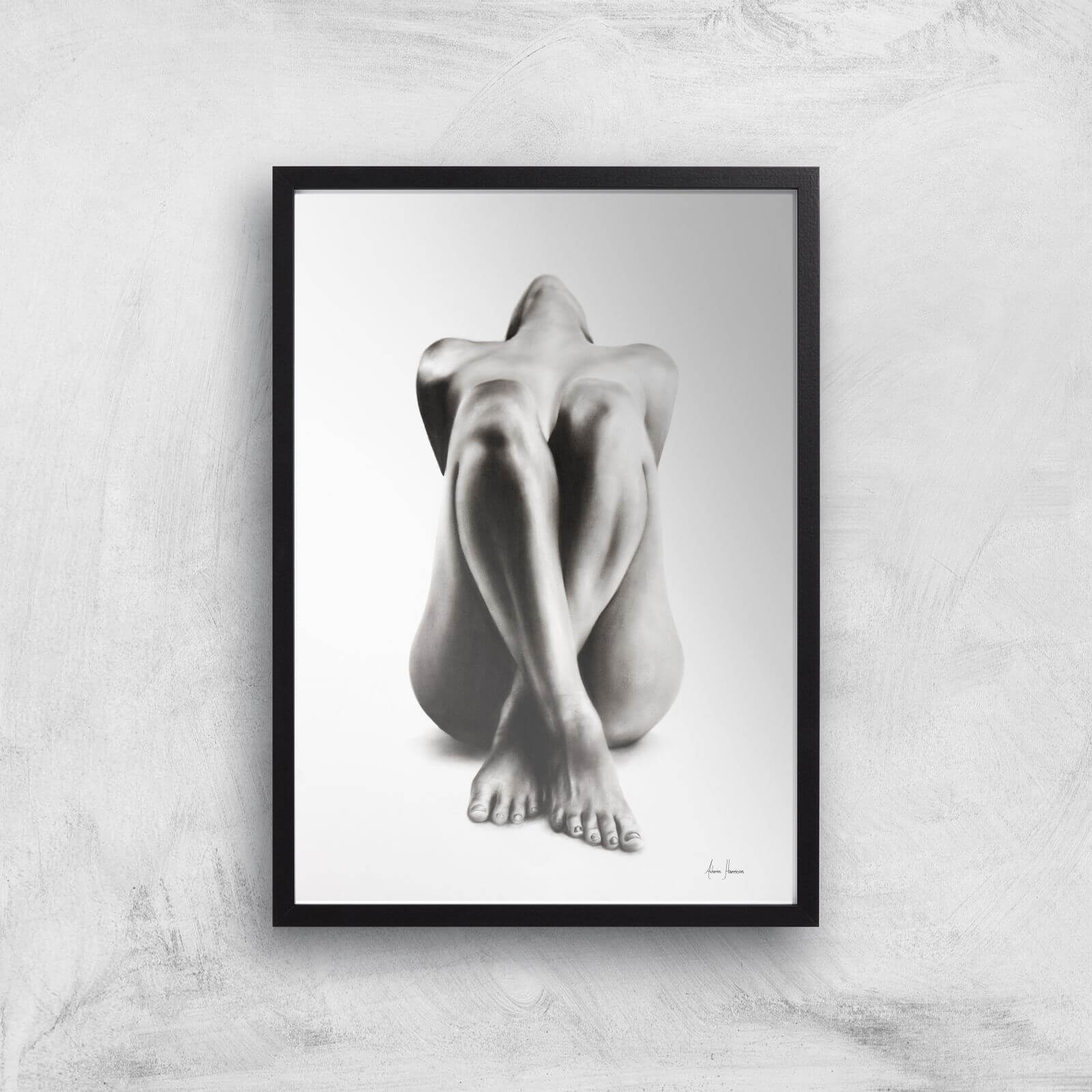 Nude Woman Charcoal Study 63 Giclee Art Print - A3 - Black Frame