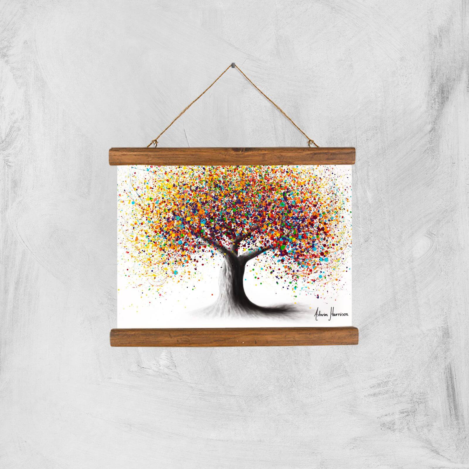 Rainbow Soul Tree Giclee Art Print - A4 - Wooden Hanger