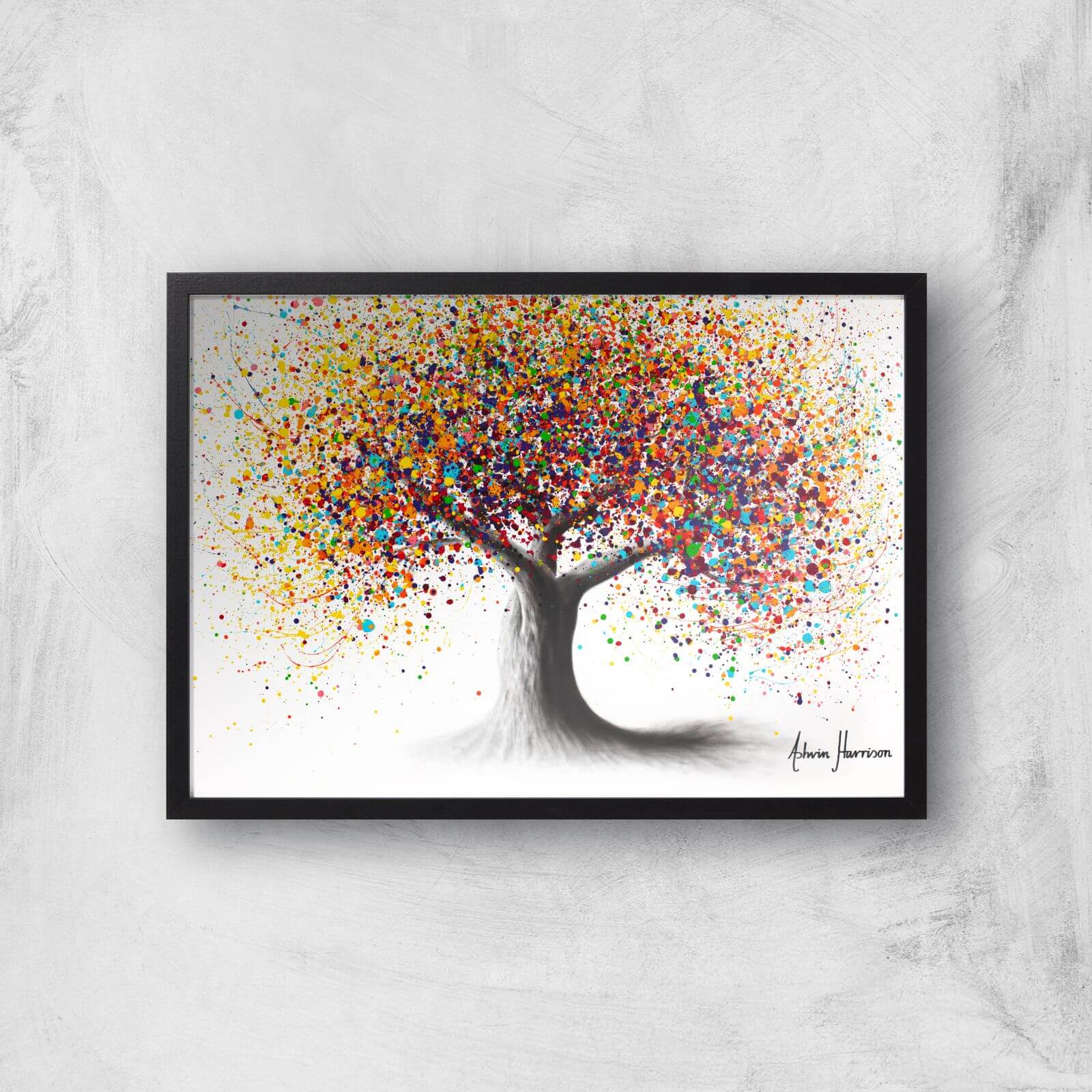 Rainbow Soul Tree Giclee Art Print - A4 - Black Frame