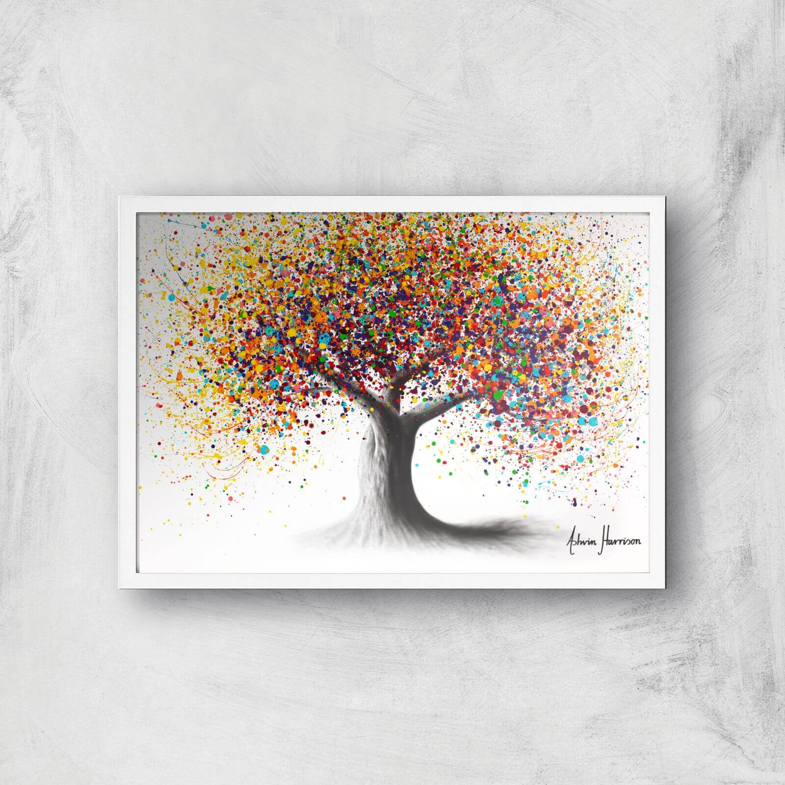 Rainbow Soul Tree Giclee Art Print - A2 - White Frame