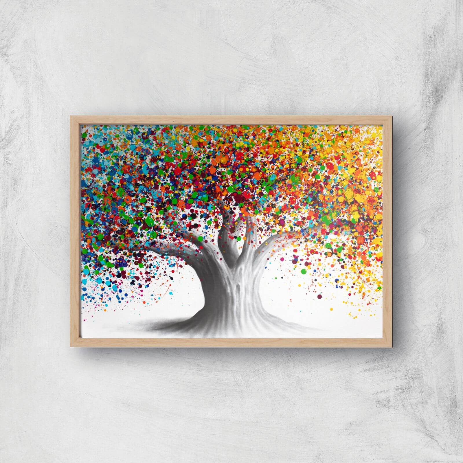 Bright Collective Tree Giclee Art Print - A4 - Wooden Frame