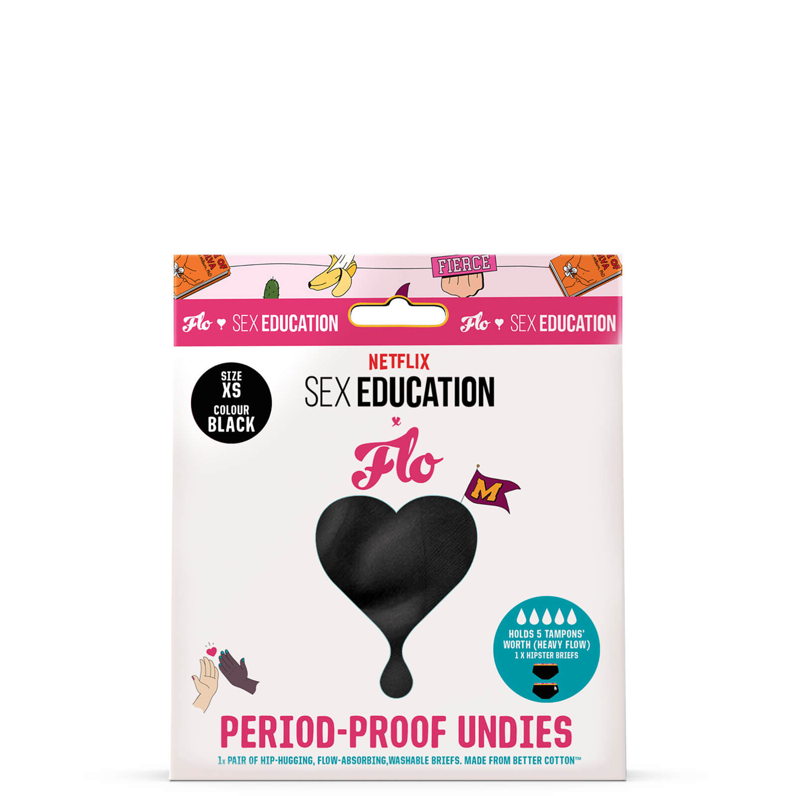 FLO x Netflix Period Pants Black (Various sizes) - XS (UK 6)
