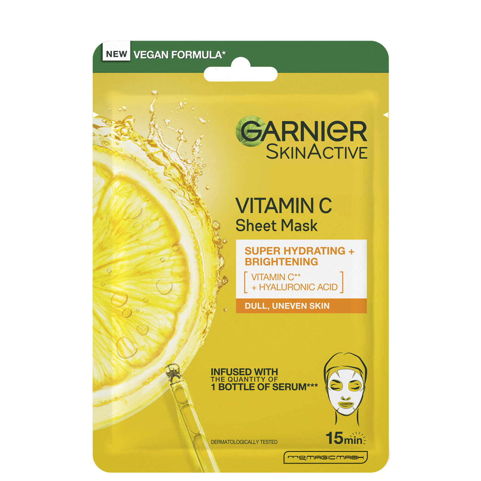 Garnier SkinActive Moisture Bomb Vitamin C Sheet Mask 28g lookfantastic.com imagine
