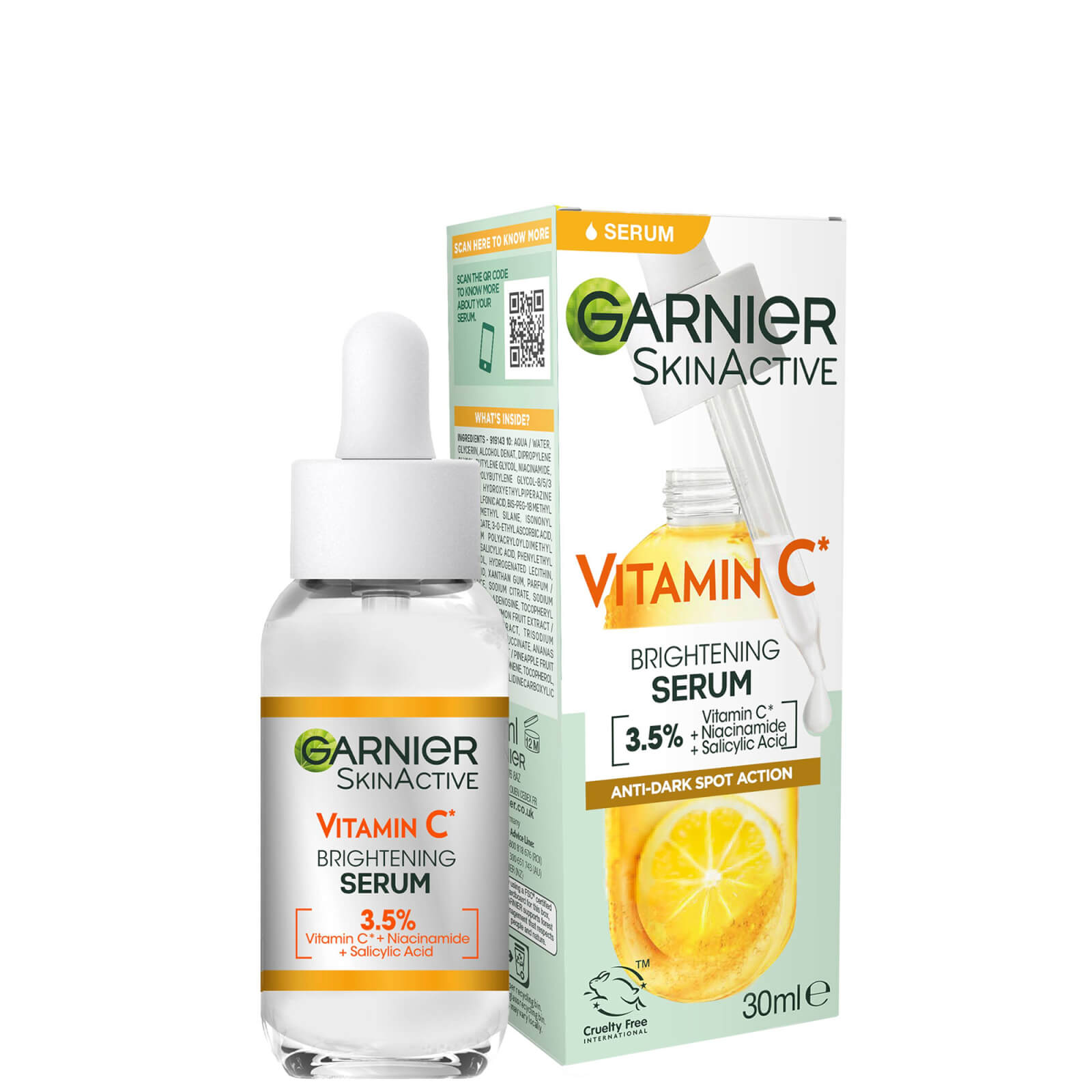 Image of Garnier 3.5% Vitamin C, Niacinamide, Salicylic Acid, Brightening and Anti Dark Spot Serum 30ml