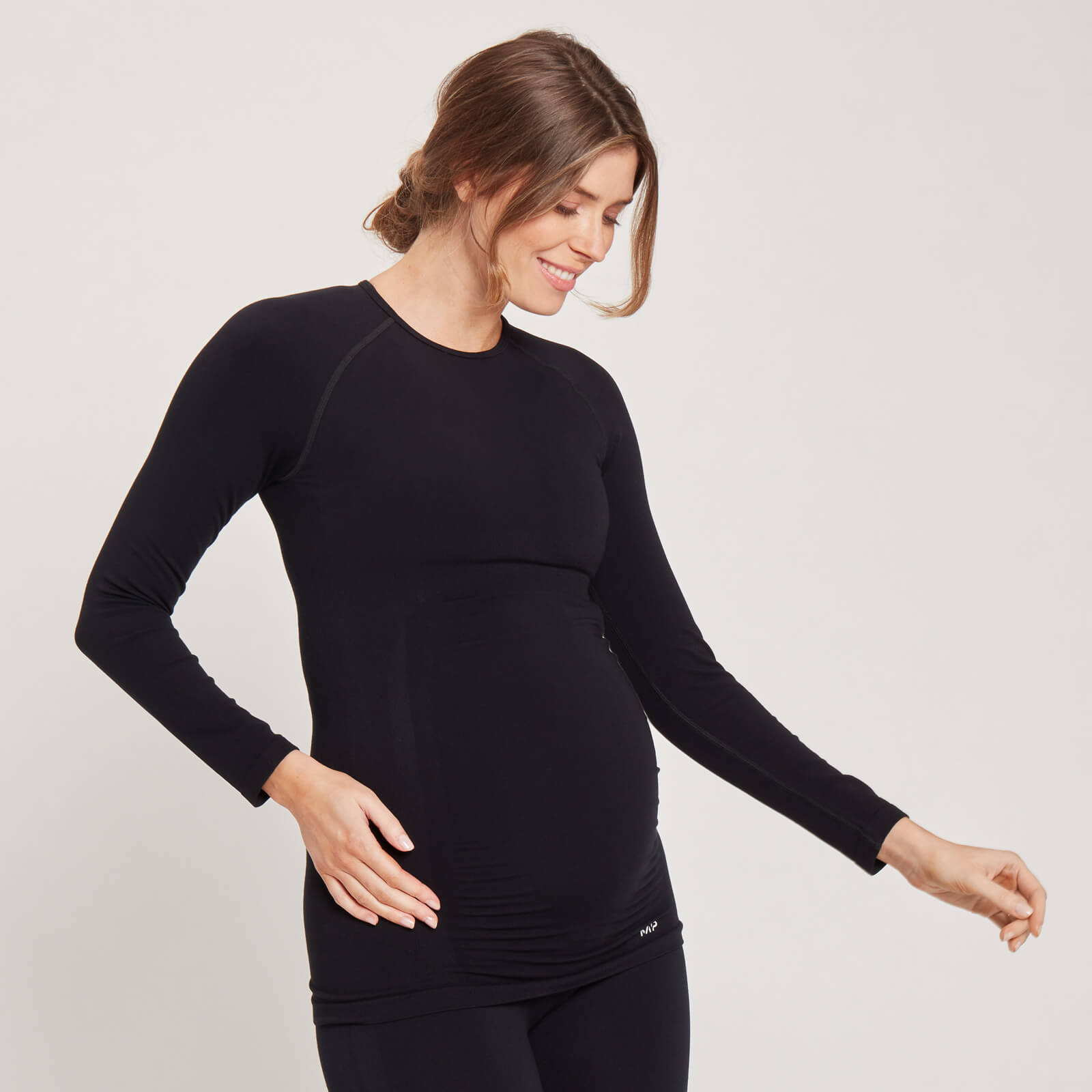 MP Women's Maternity Seamless Long Sleeve T-Shirt - Black - XXS