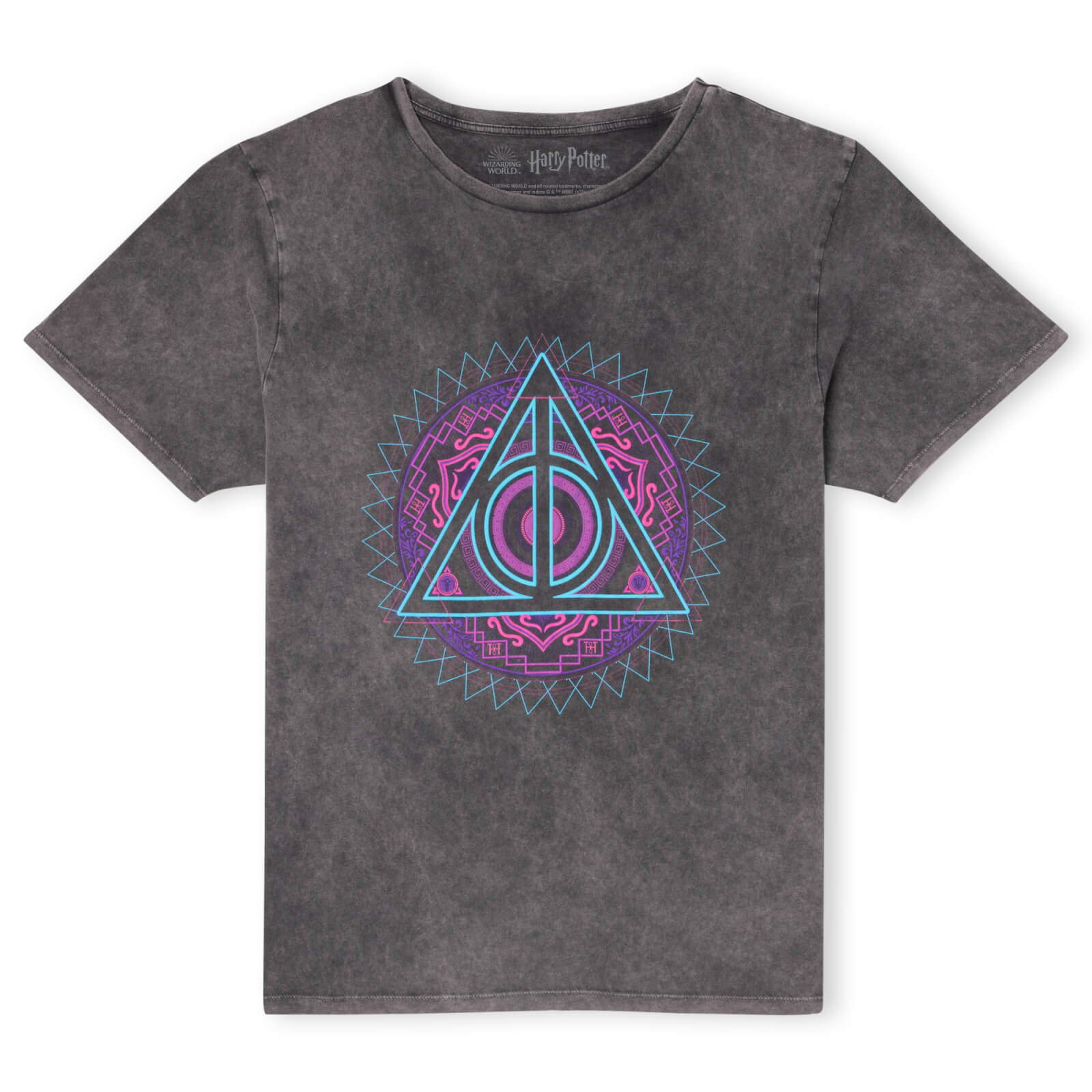 

Harry Potter Limited Edition Deathly Hallows Puff Print Unisex T-Shirt - Black Acid Wash - S - Black Acid Wash