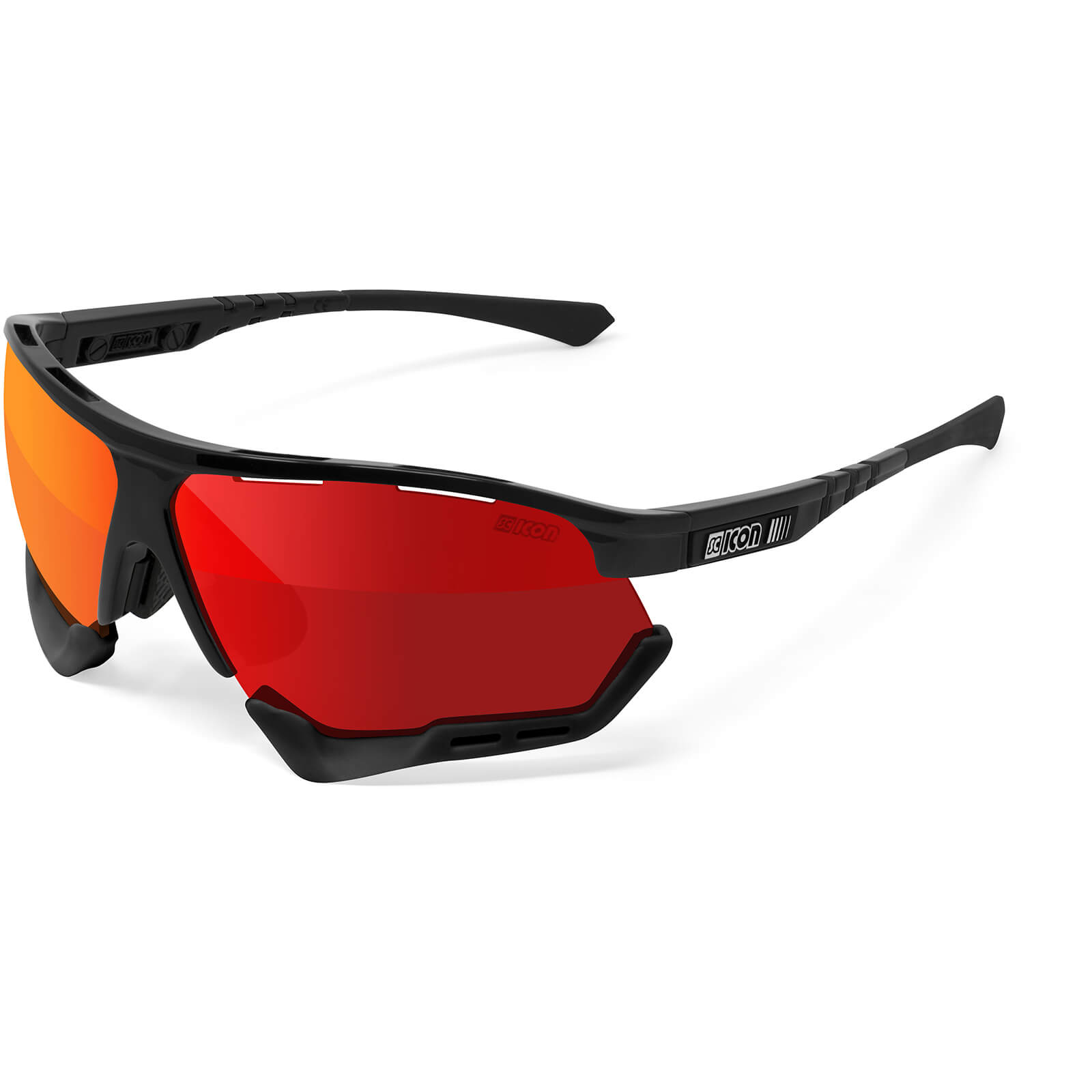 Scicon Aerocomfort XL Road Sunglasses - Black Gloss/SCNPP Multimirror Red