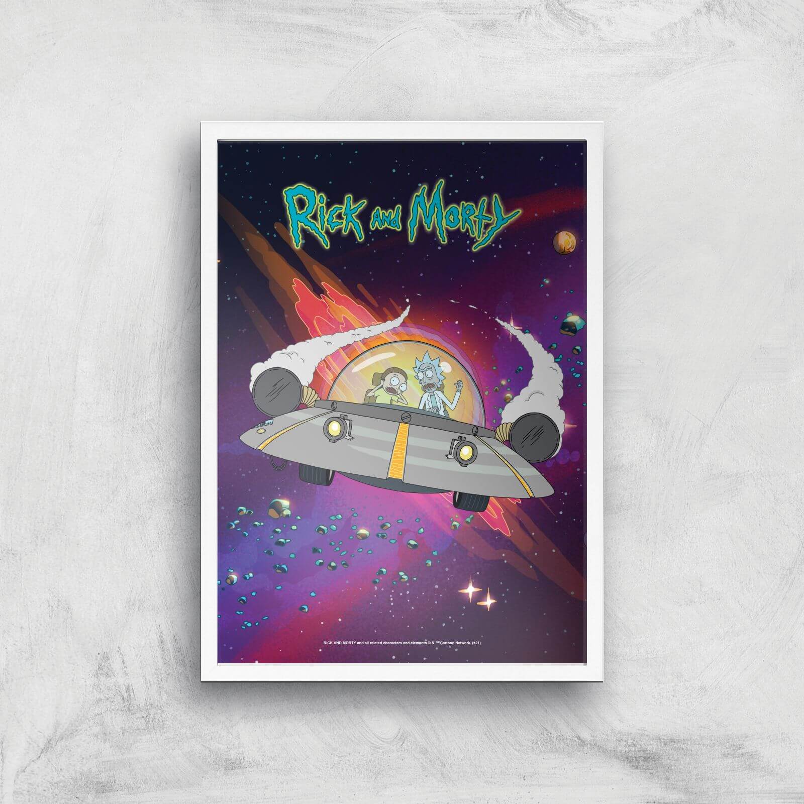 Rick and Morty Rocket Adventure Giclee Art Print - A3 - White Frame