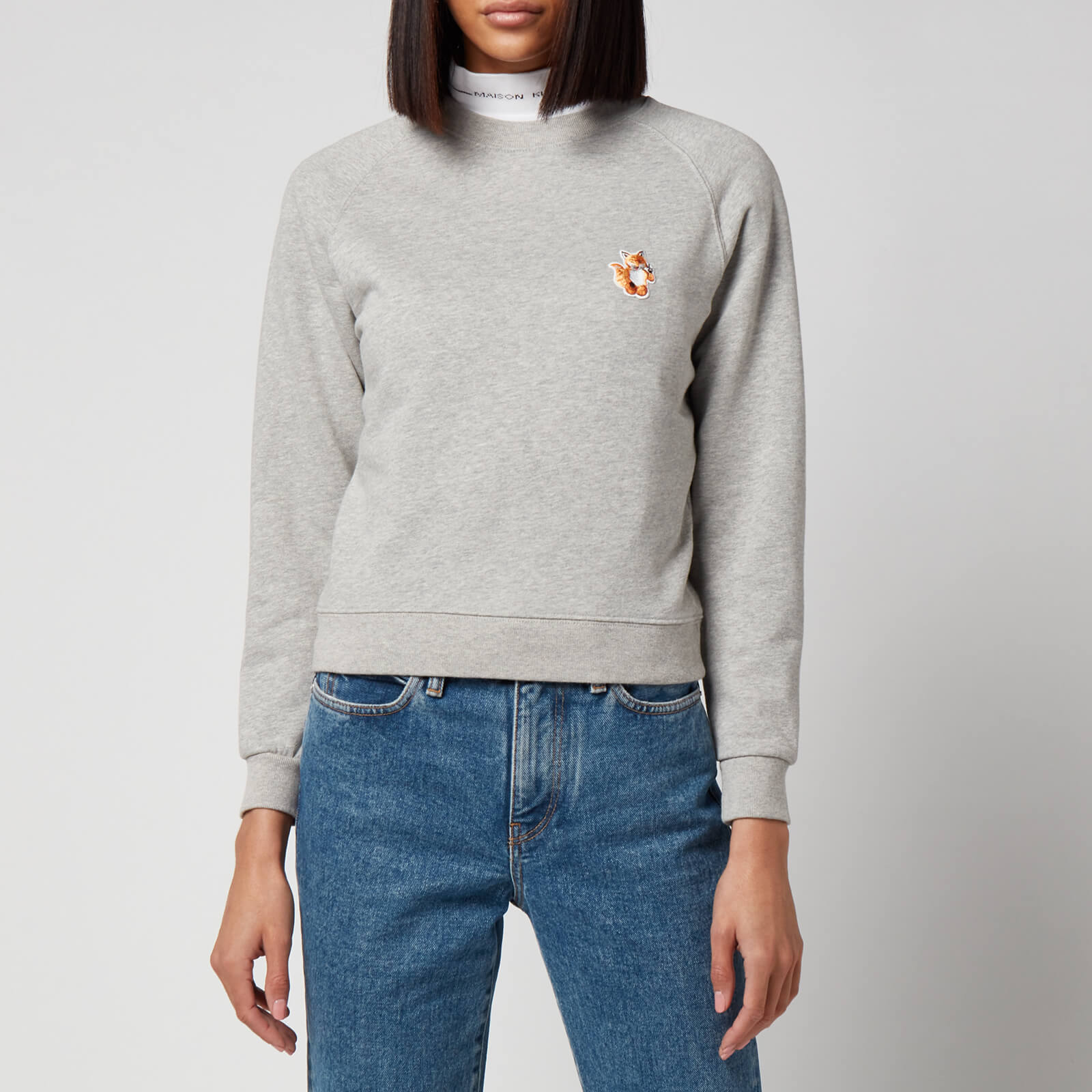 Maison Kitsun Women's All Right Fox Patch Vintage Sweatshirt - Grey Melange - XS