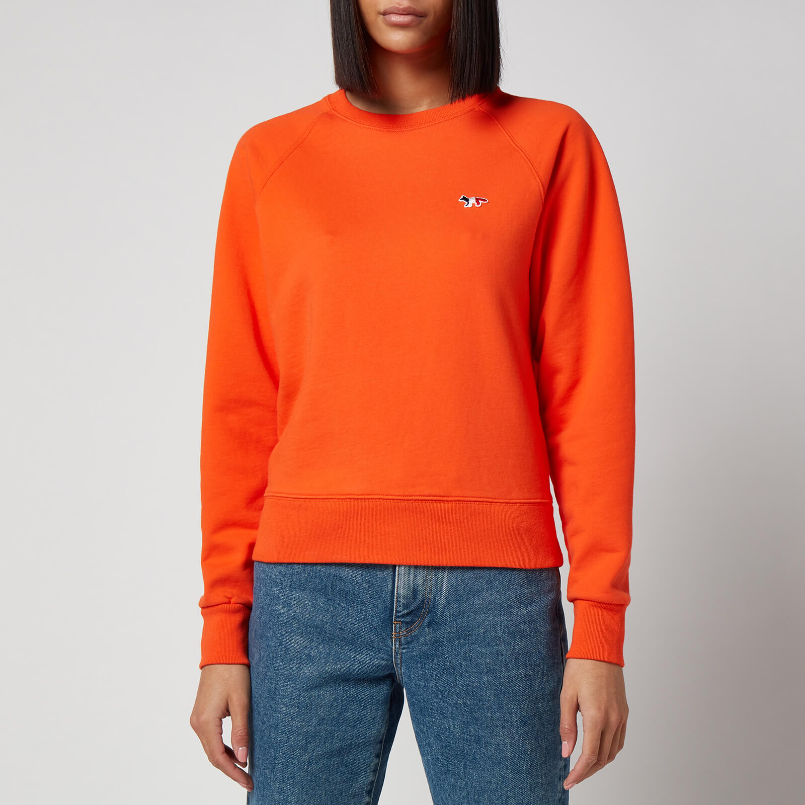 Maison Kitsuné Women's Tricolor Fox Patch Adjusted Sweatshirt - Orange - XS
