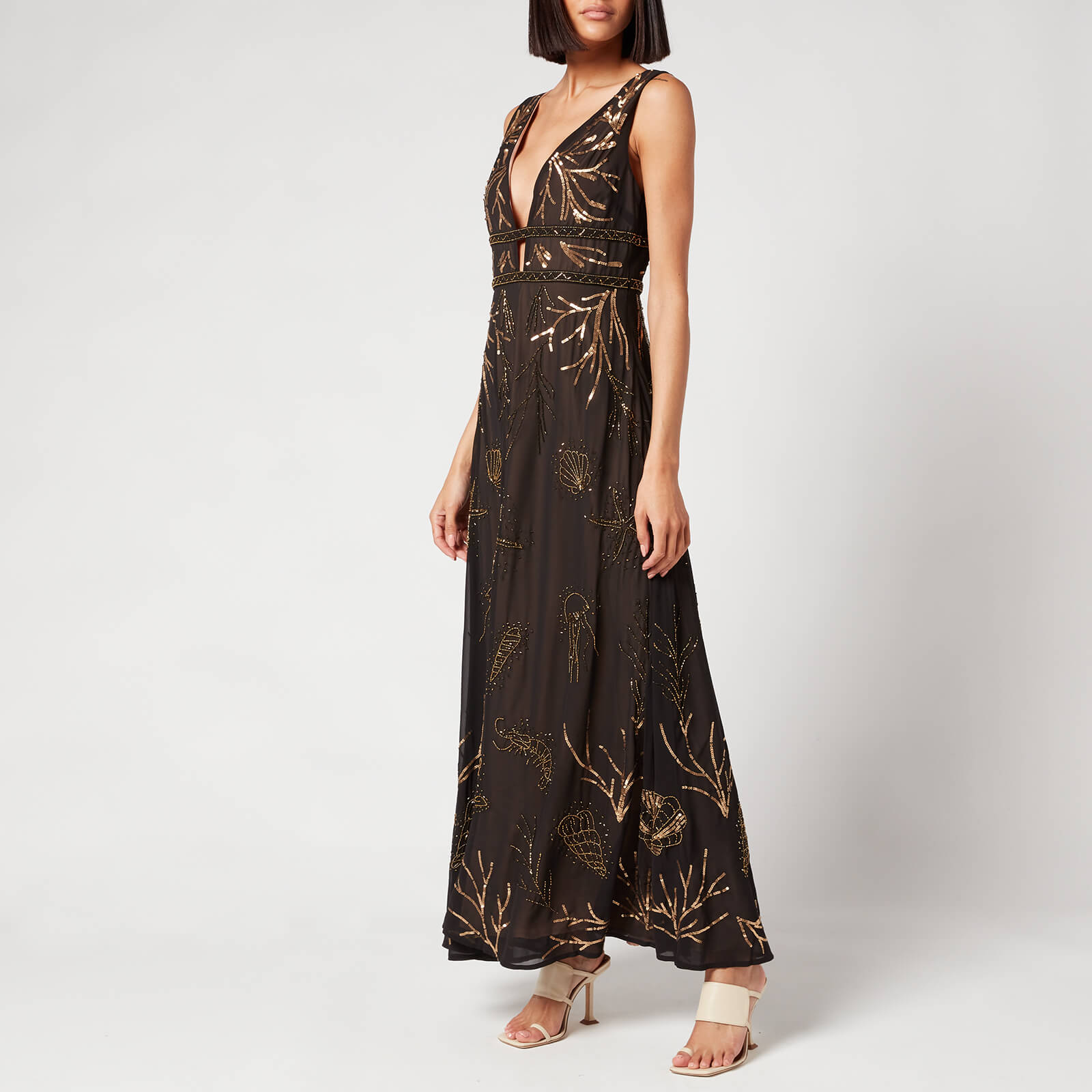 Hope & Ivy Women's Athena Dress - Black/Gold - UK 6