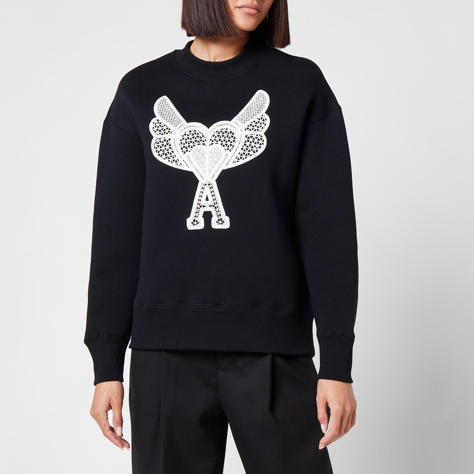 AMI Women's Laced De Coeur Sweatshirt - Black - S