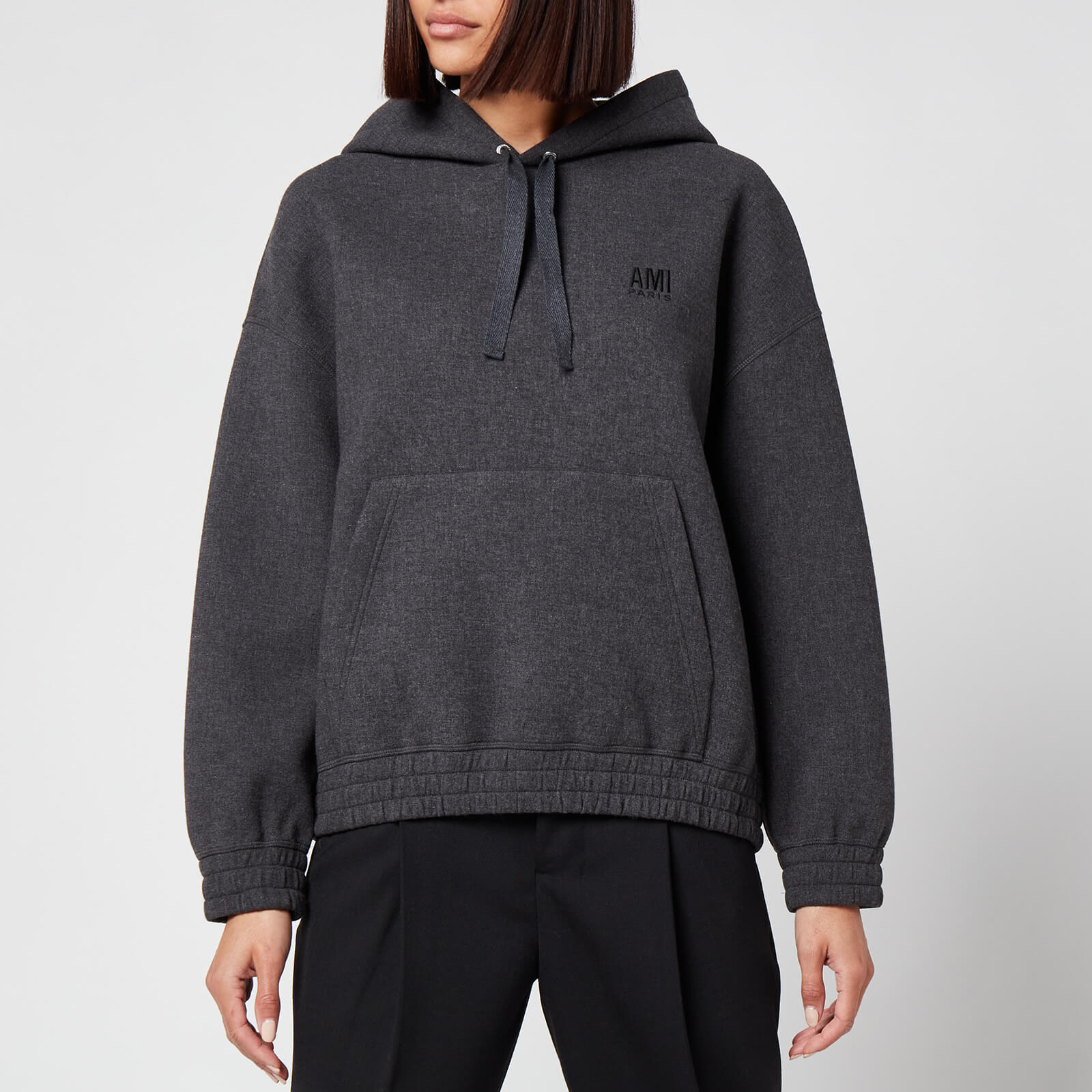 AMI Women's Paris Embroidered Wool Hoodie - Heather Grey - S