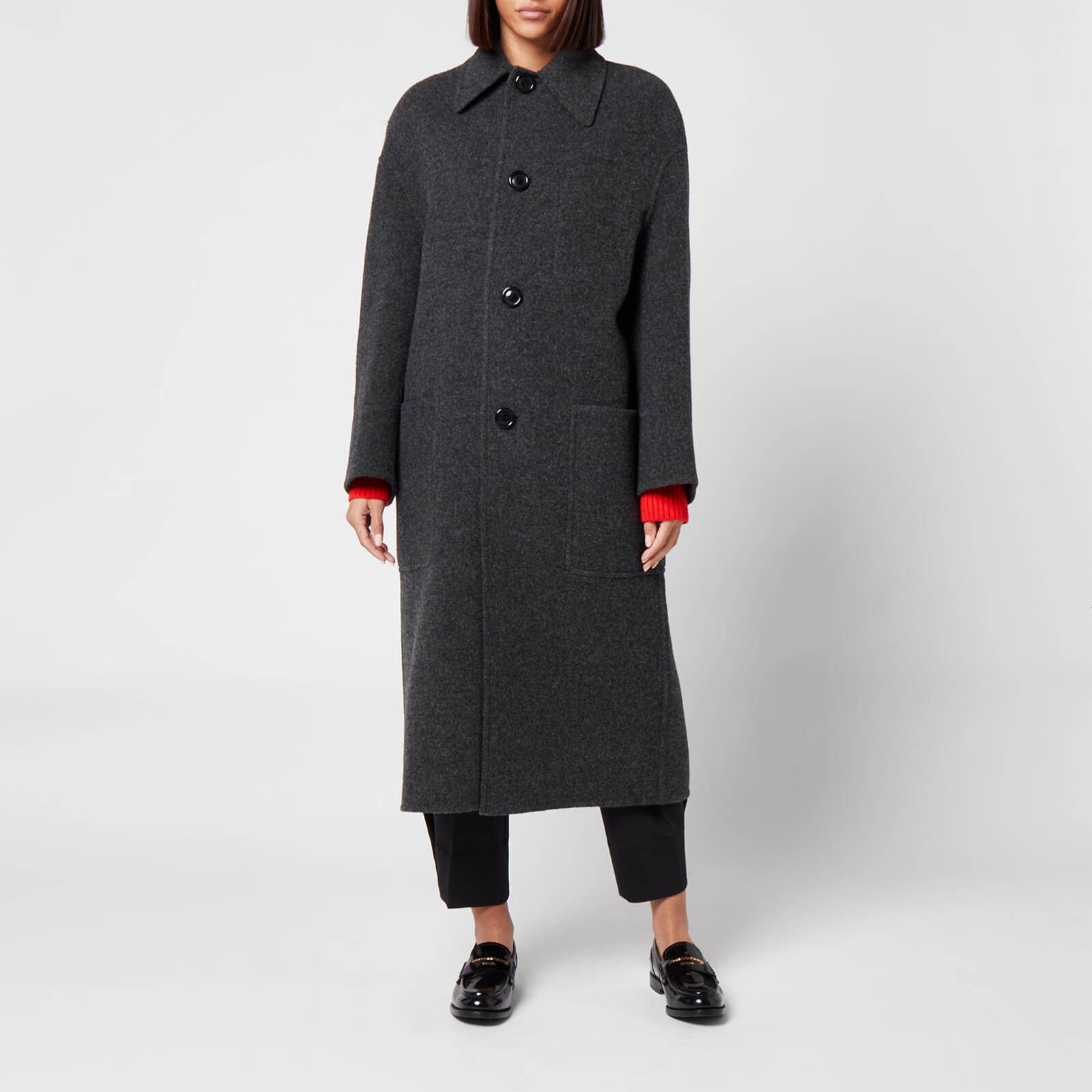 AMI Women's Double Face Coat - Dark Grey - FR36/UK8