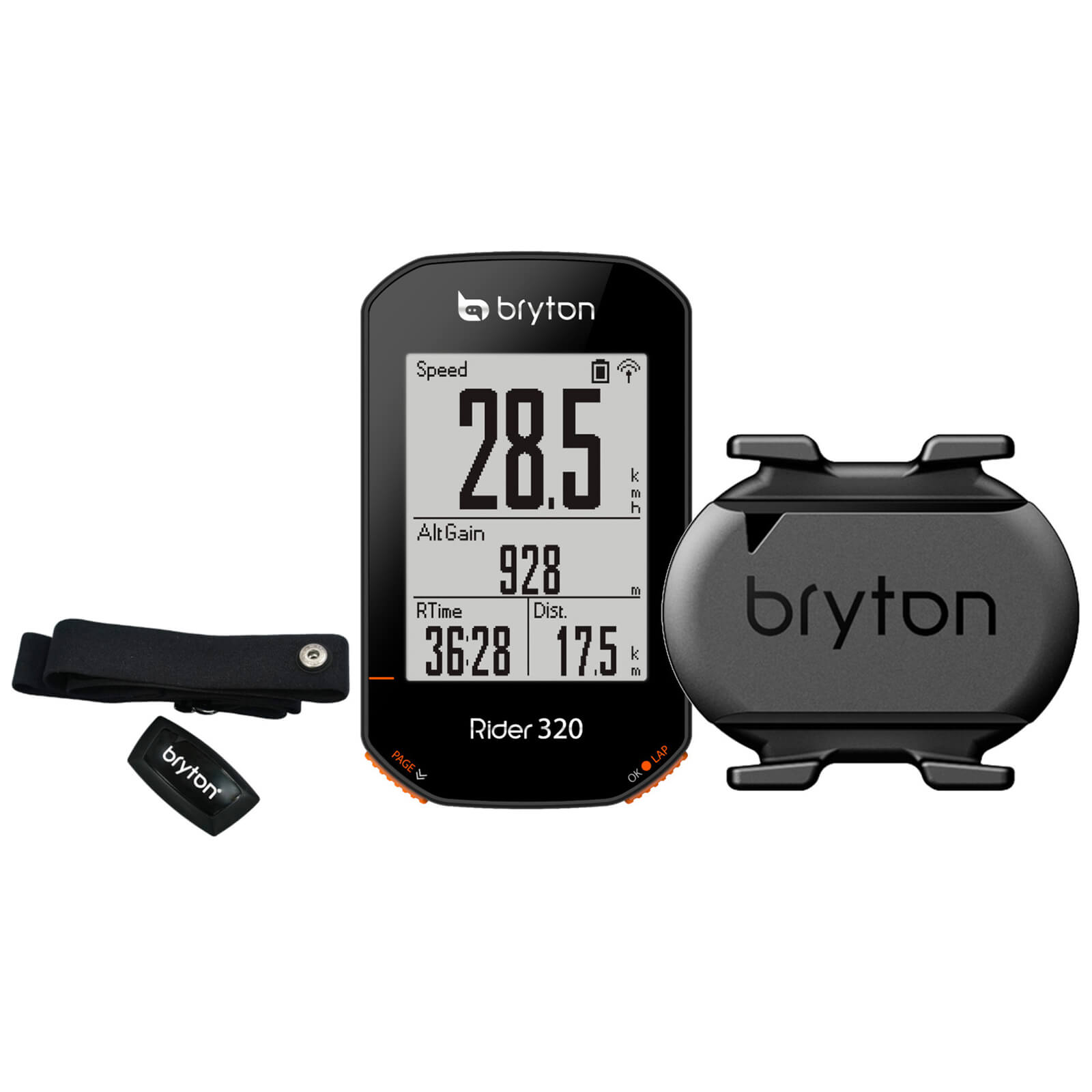 Image of Bryton Rider 320T GPS Cycle Computer Bundle With Cadence & Heart Rate