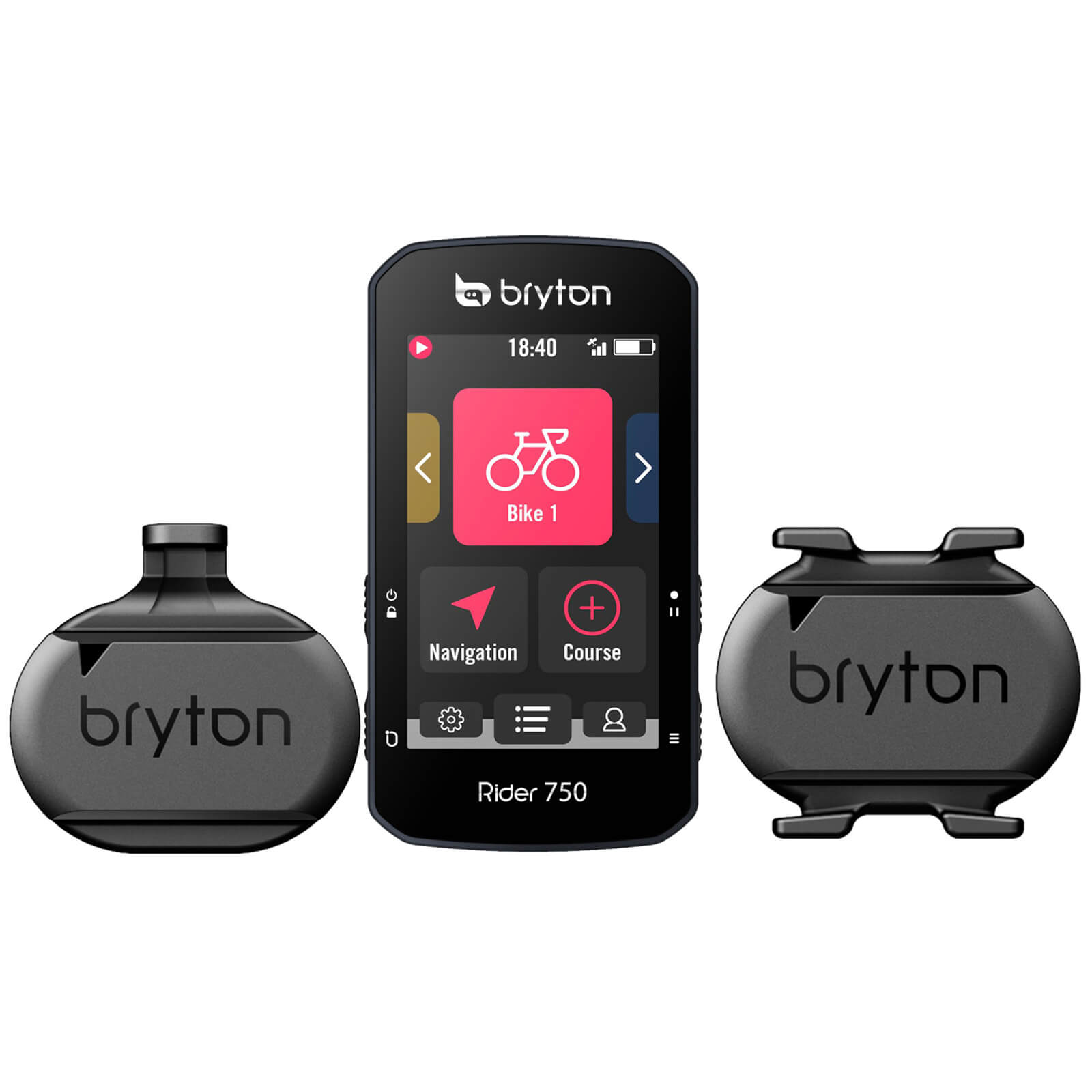 Image of Bryton Rider 750T GPS Cycle Computer Bundle - Black - With Speed/Cadence Combo & HR Sensors, Black