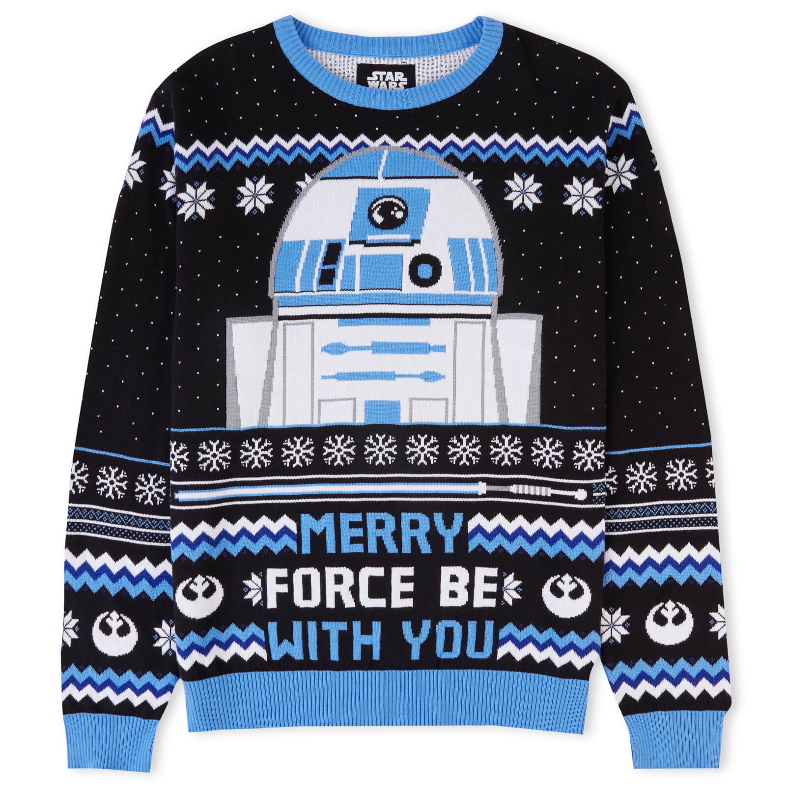 Merry Force Be With You Christmas Knitted Jumper Black - M