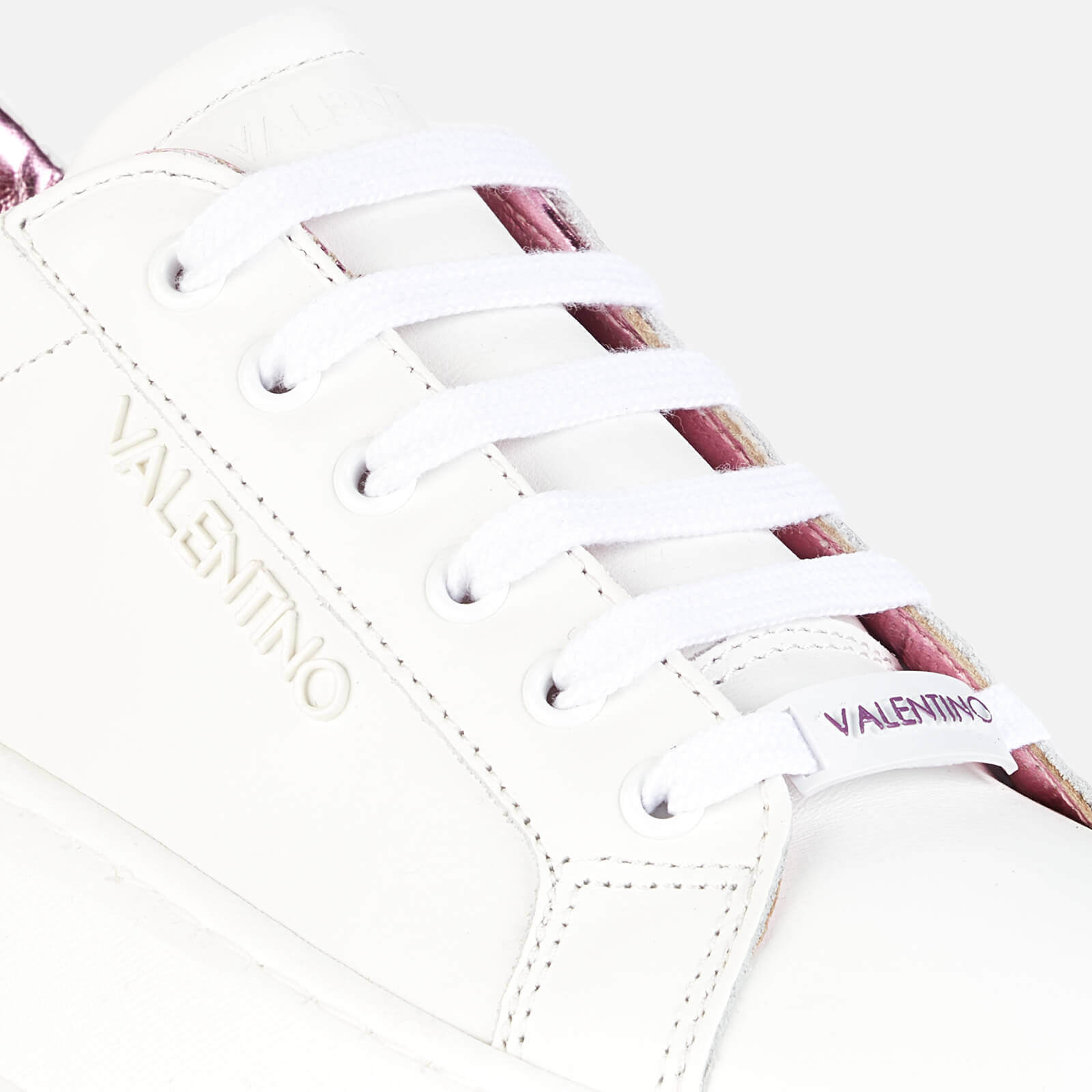 Valentino Shoes Women's Leather Flatform Trainers - White/purple - Uk 3 91190785 010 Mens Footwear, White