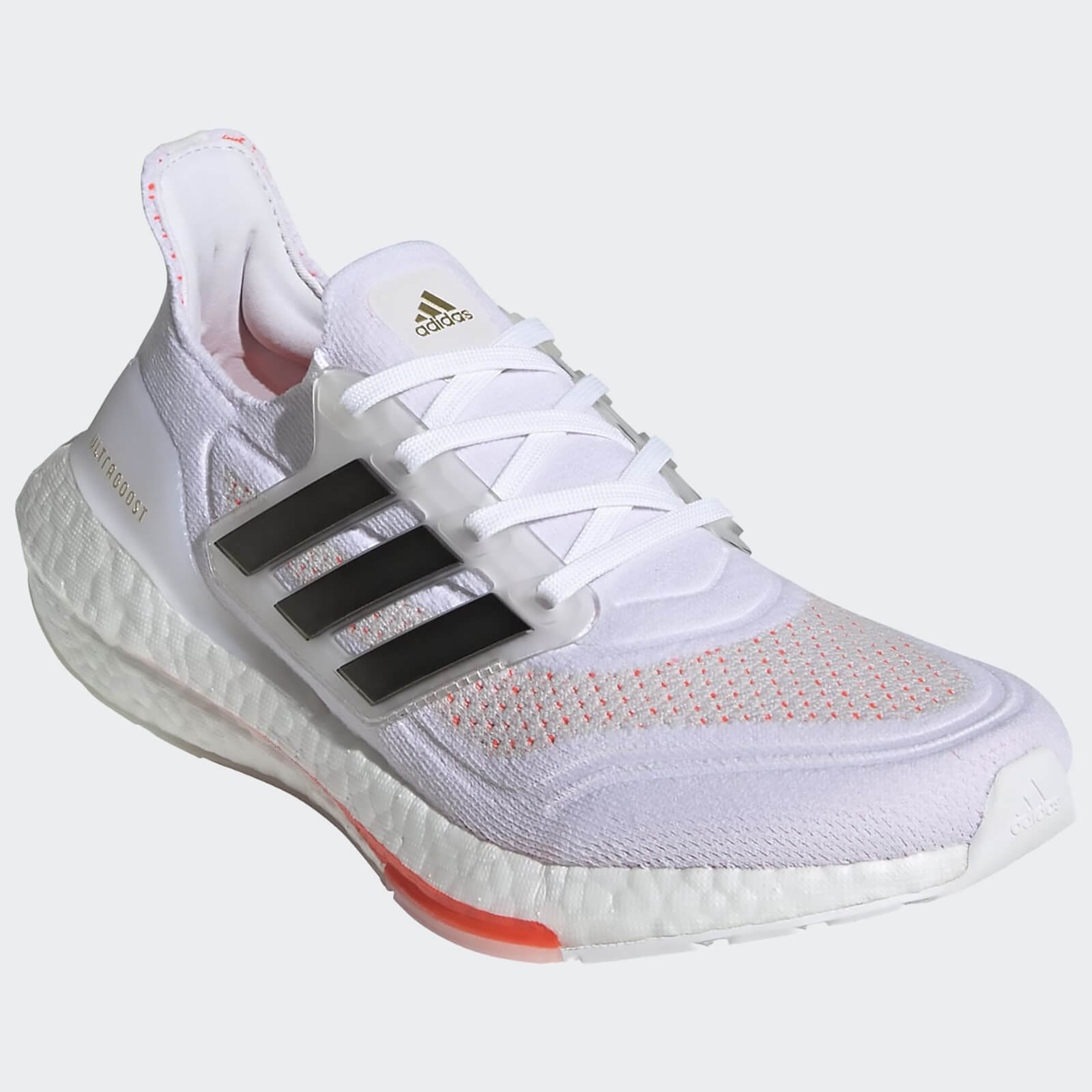 adidas Women's Ultra Boost 21 Running Shoes - Ftwr White/Core Black/Solar Red - US 5.5/UK 4