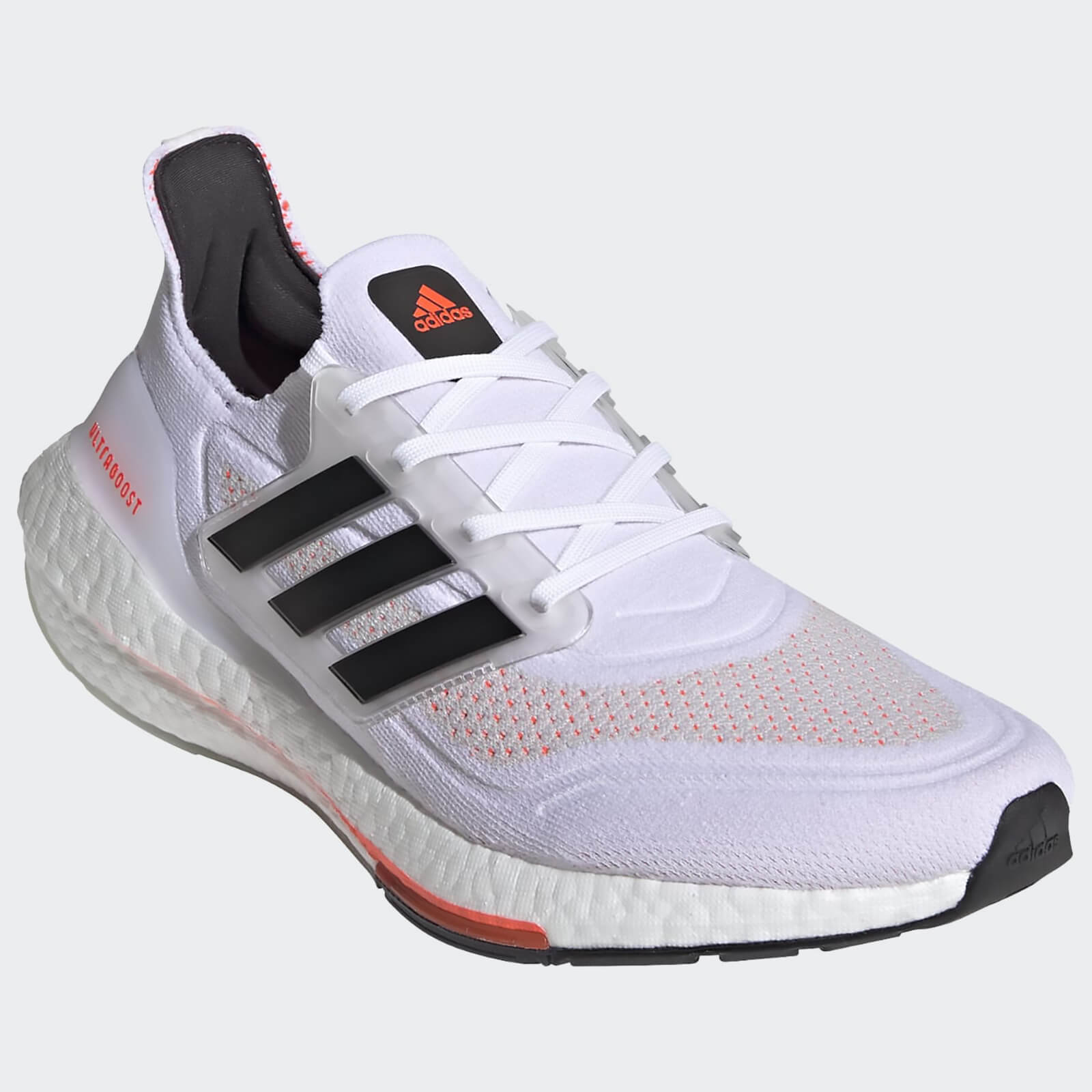 adidas Ultra Boost 21 Running Shoes - Ftwr White/Core Black/Solar Red - US 7.5/UK 7