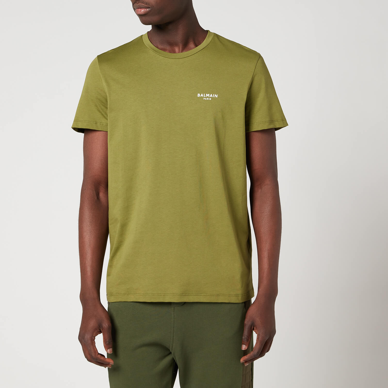 Balmain Men's Flock T-Shirt - Khaki/White - S