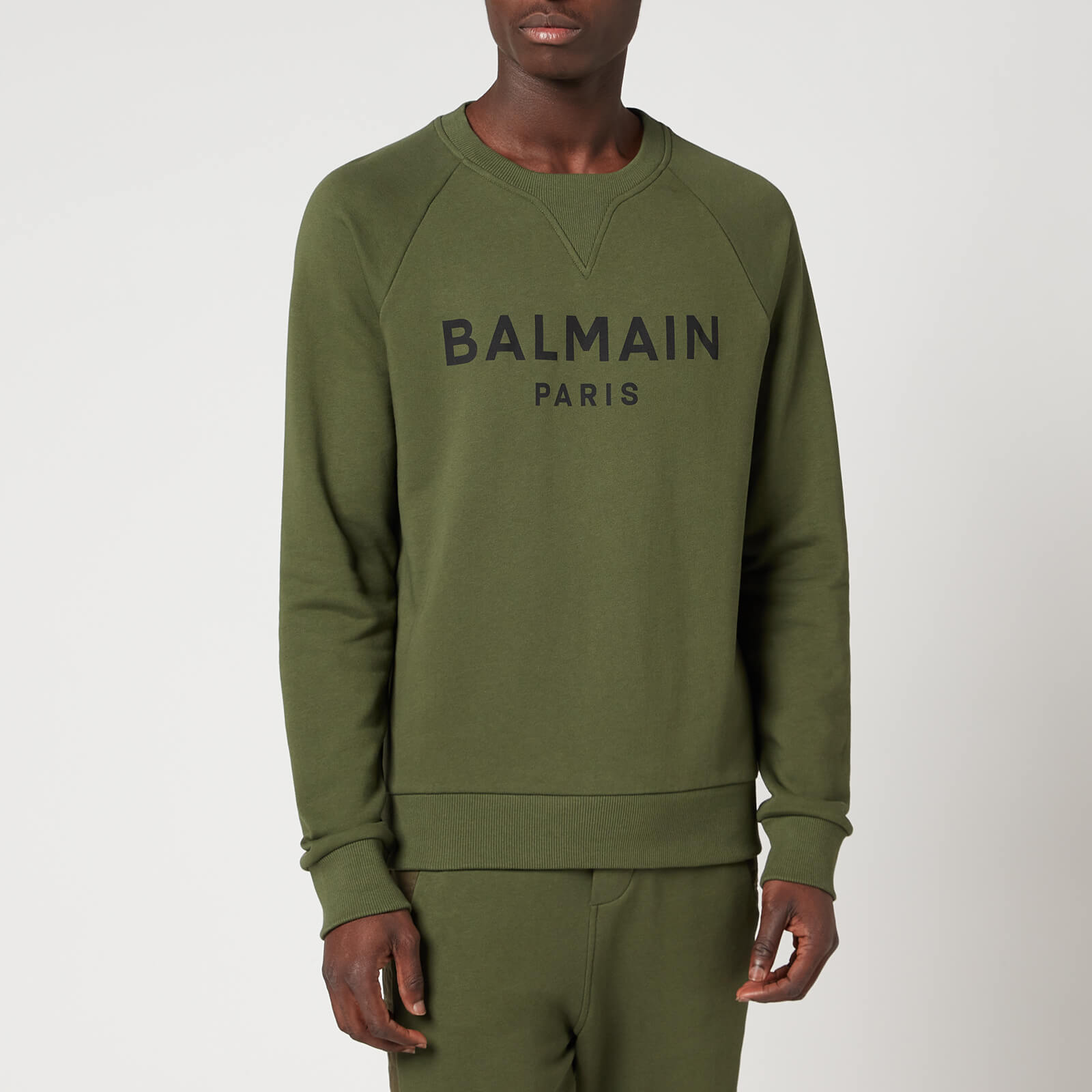 Balmain Men's Printed Sweatshirt - Khaki/Black - S