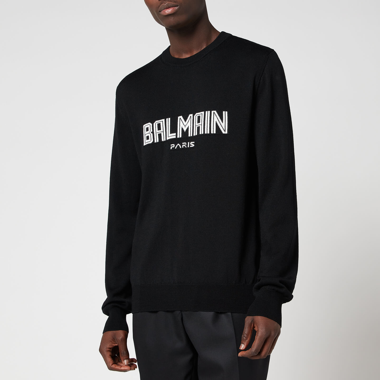 Balmain Men's Knitted Jumper - Black/White - XL