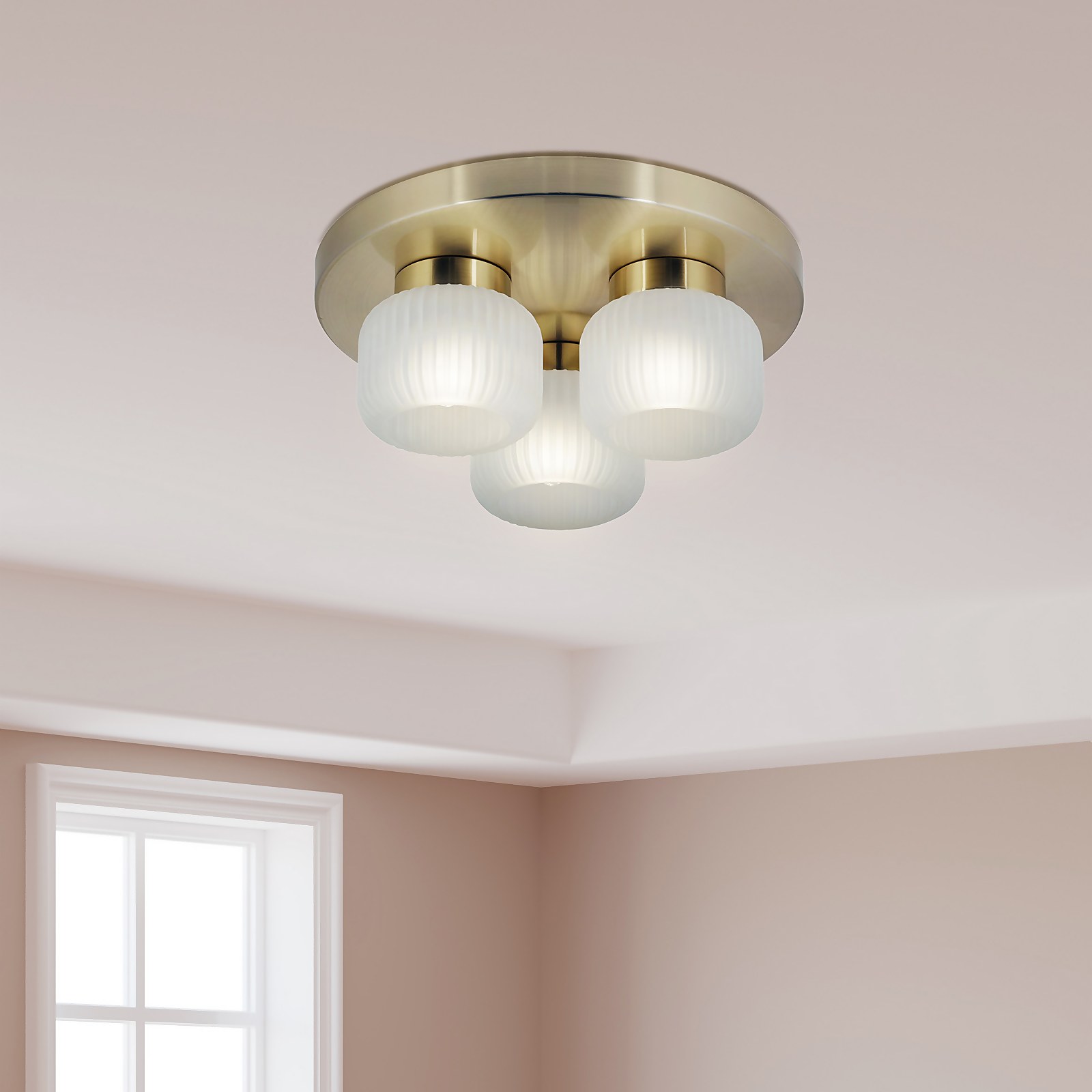 Photo of Pearl Frosted 3 Light Flush Ceiling Light