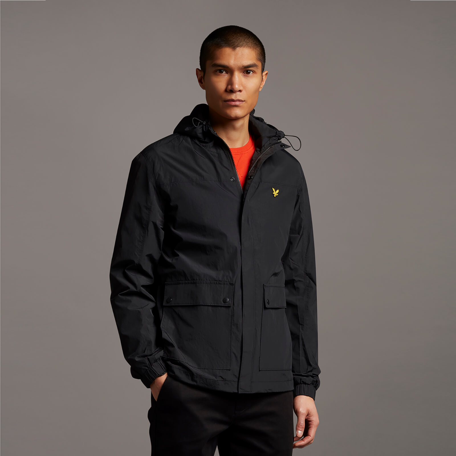 

Men's Hooded Pocket Jacket - Jet Black - XXL