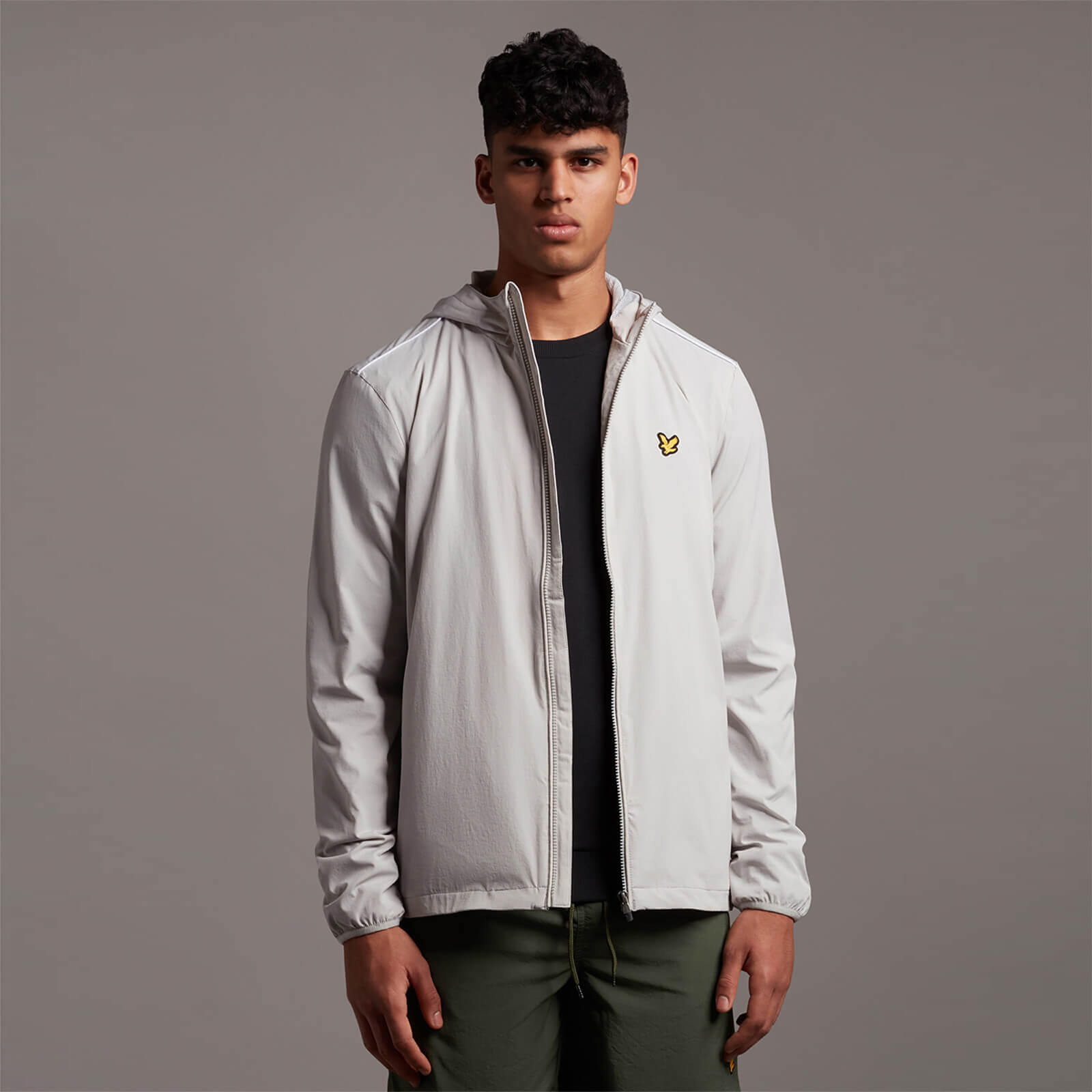 

Hooded Jacket with Contrast Piping - Pebble - M