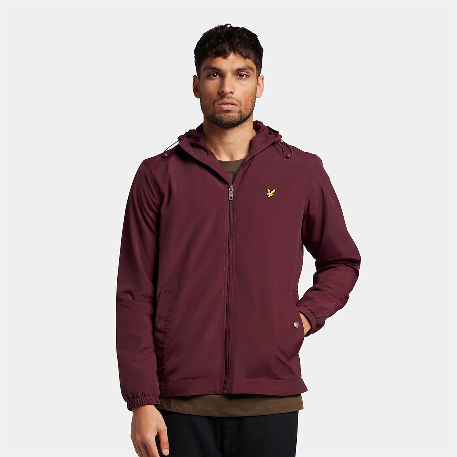 Men's Zip Through Hooded Jacket - Burgundy - M