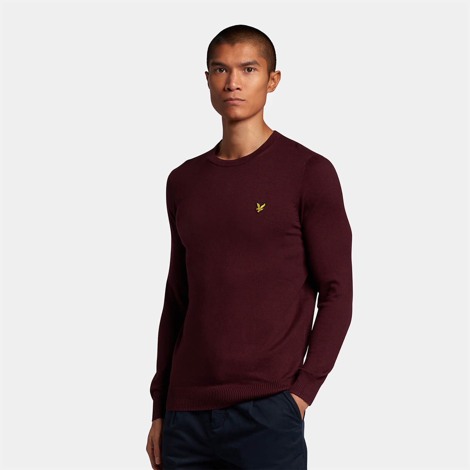

Men's Cotton Merino Crew Neck Jumper - Burgundy - L