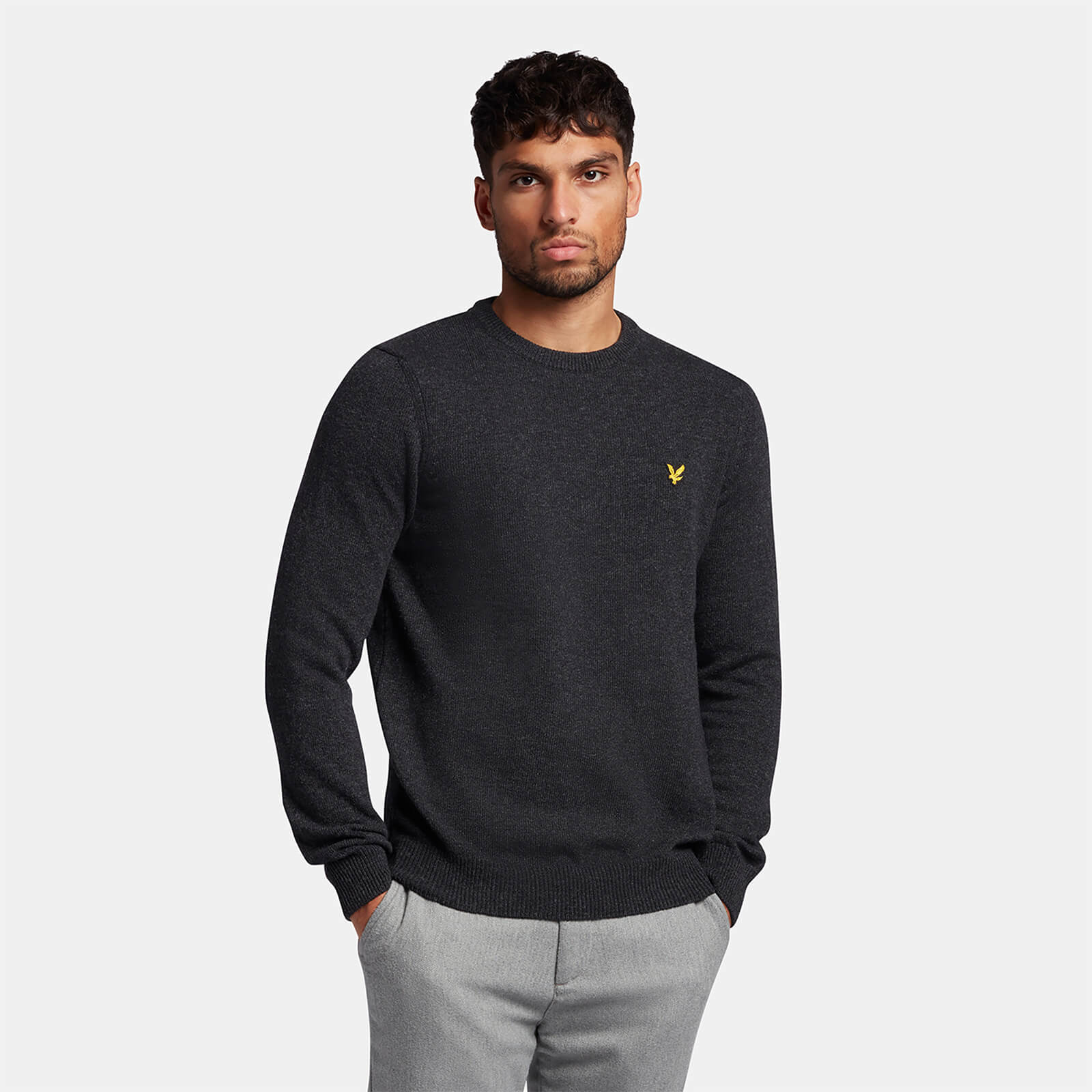 

Men's Crew Neck Lambswool Blend Jumper - Charcoal Marl - M