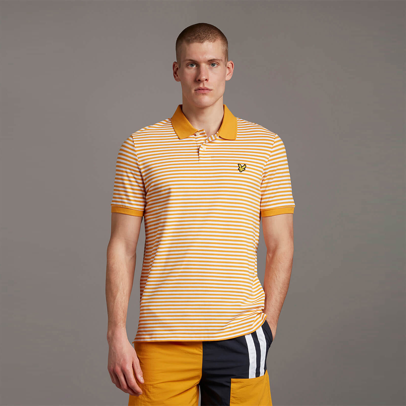 

2 Colour Striped Polo - Sunflower - XXL