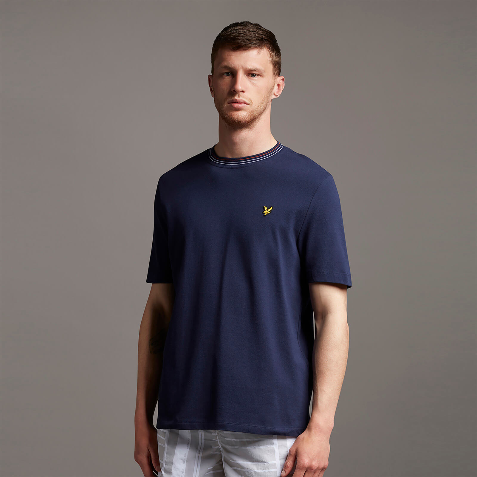 

Wide Tipped Pique T-shirt - Navy - M
