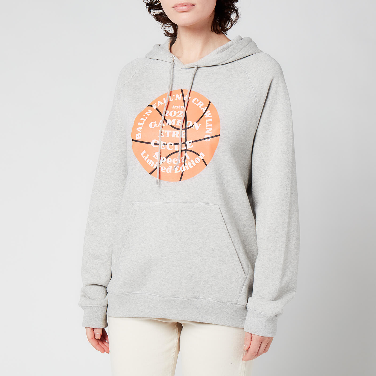 Etre Cecile Women's Cotton Unbrush Basketball Classic Hoodie - Grey Marl