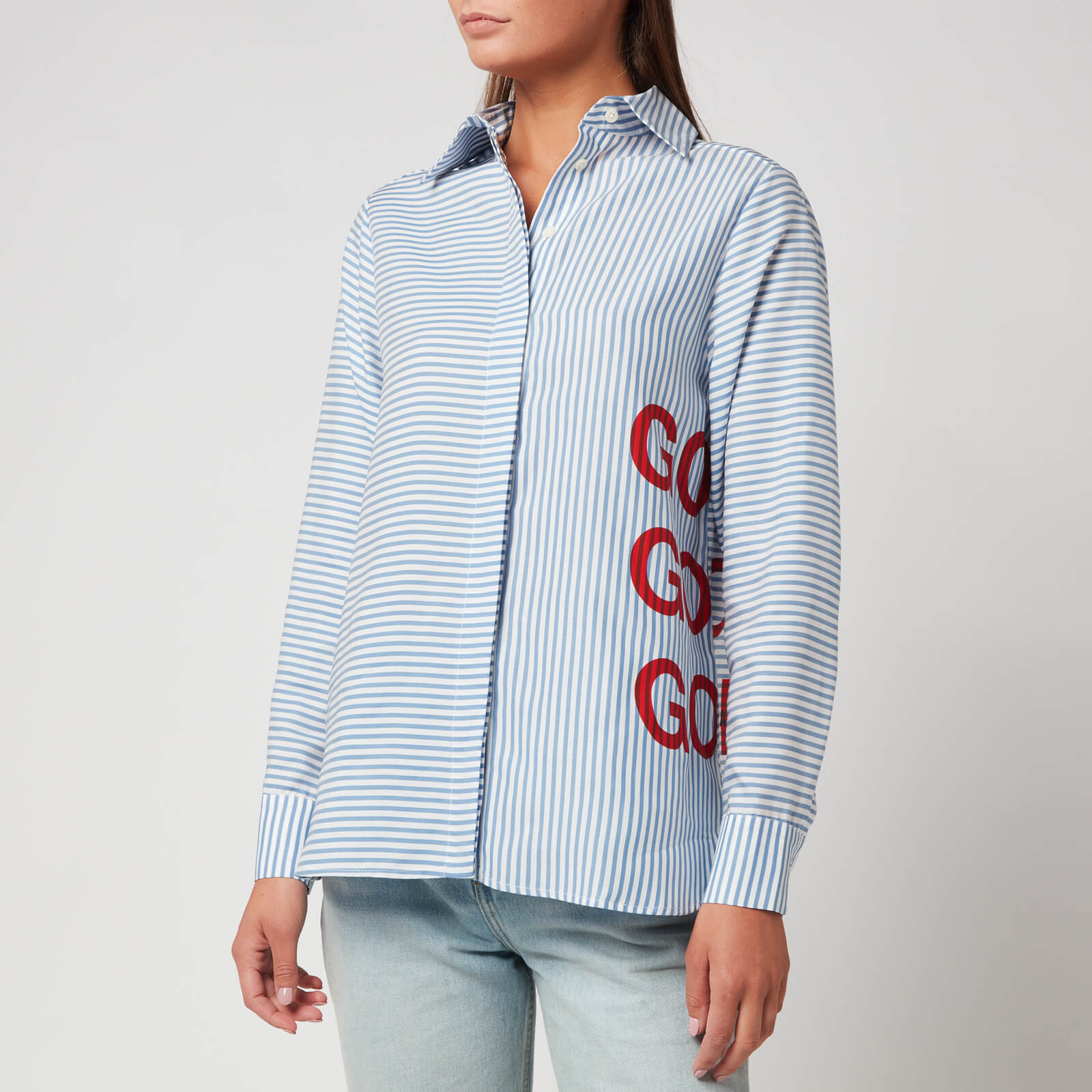 Etre Cecile Women's Good Vibes Classic Shirt - Blue White Stripe