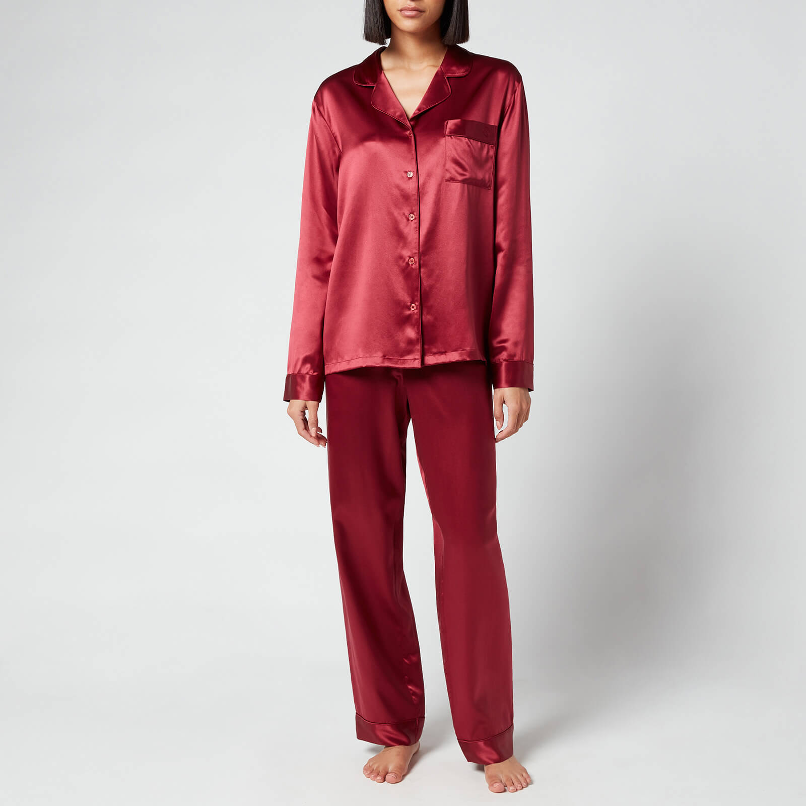 Freya Silk Pyjamas - Claret Rose - XS
