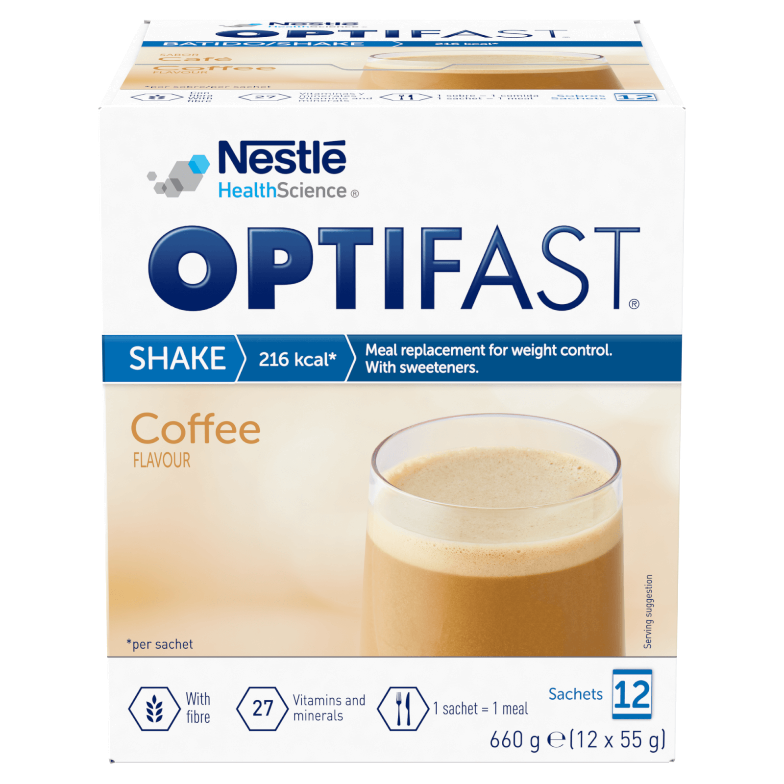 OPTIFAST Shakes | Coffee | 1 Month Supply (32 Sachets)
