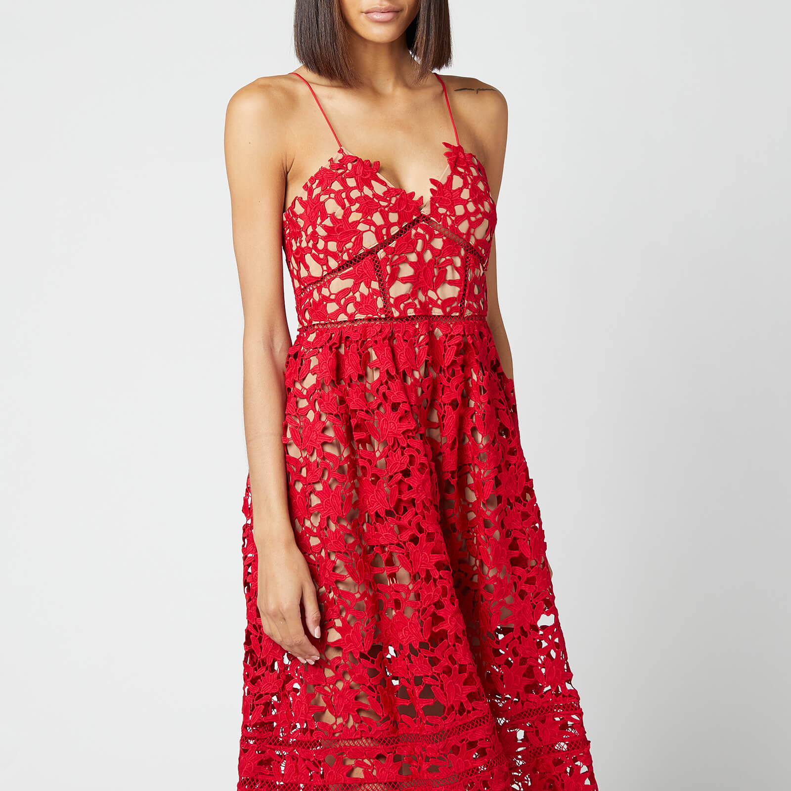 Self-Portrait Women's Azaelea Lace Midi Dress - Red - UK 12