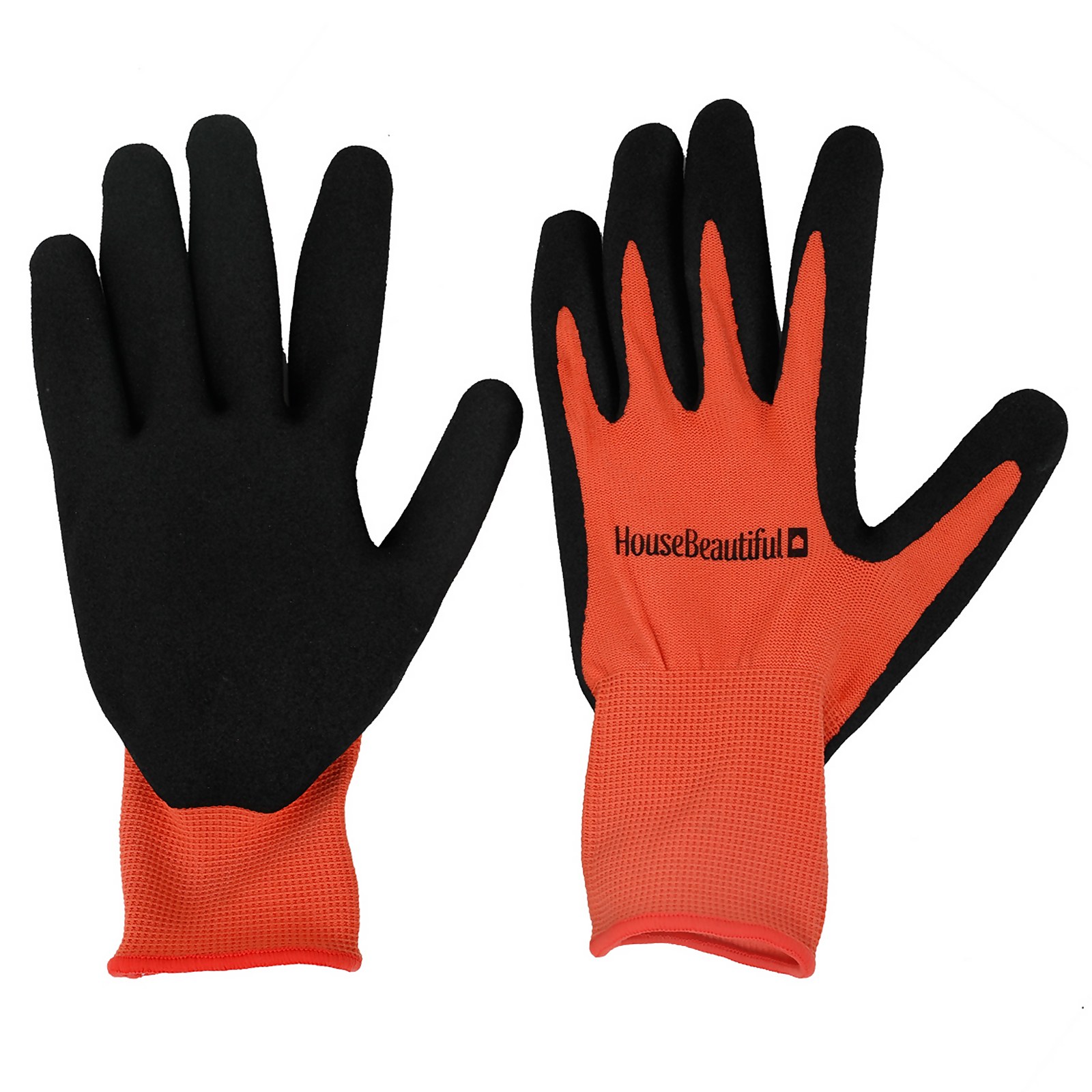 Photo of House Beautiful Orange & Black Coloured Garden Gloves With A Sandy Nitrile Coated Palm