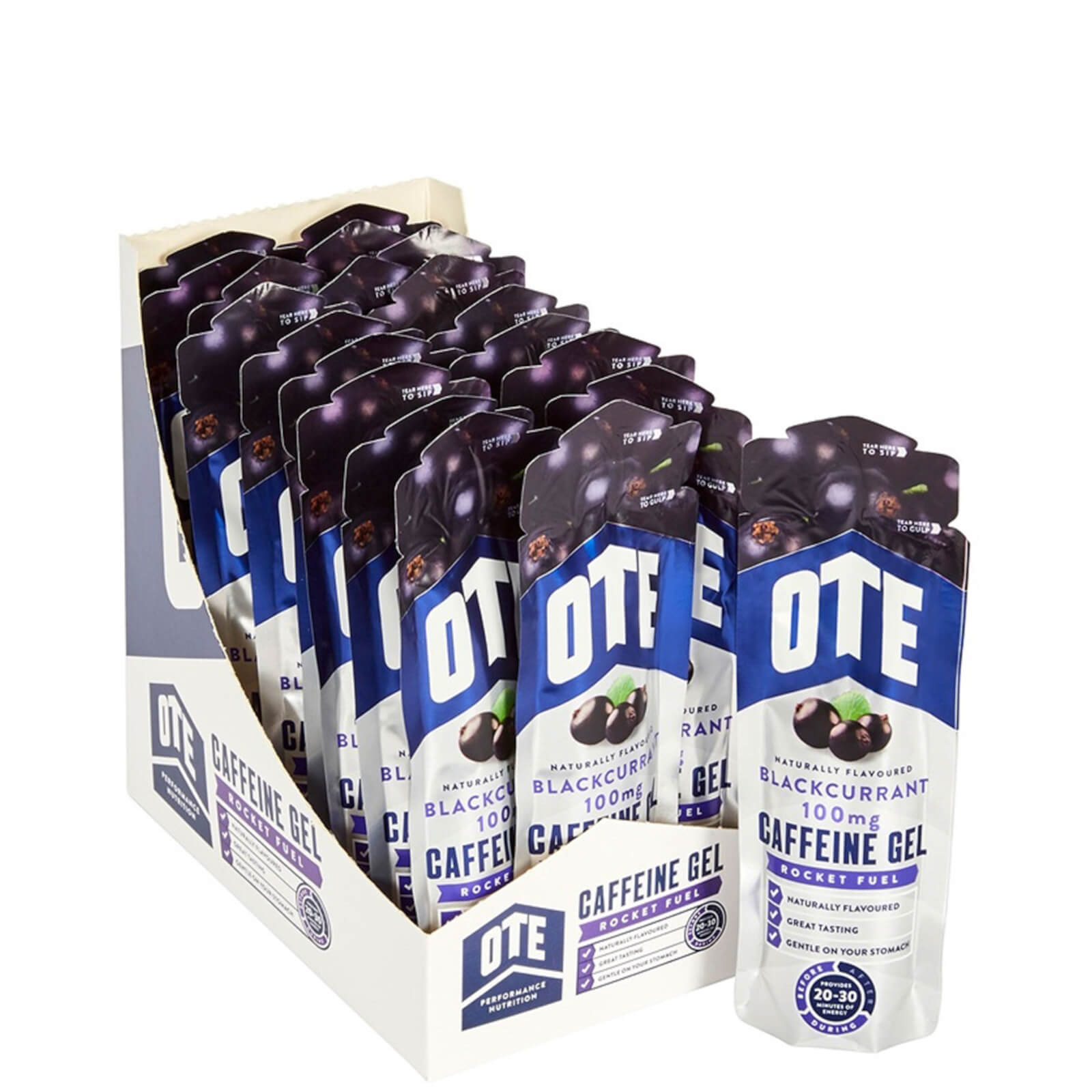 OTE Sports Caffeine Gel - Box of 20 - 100mg - Blackcurrant