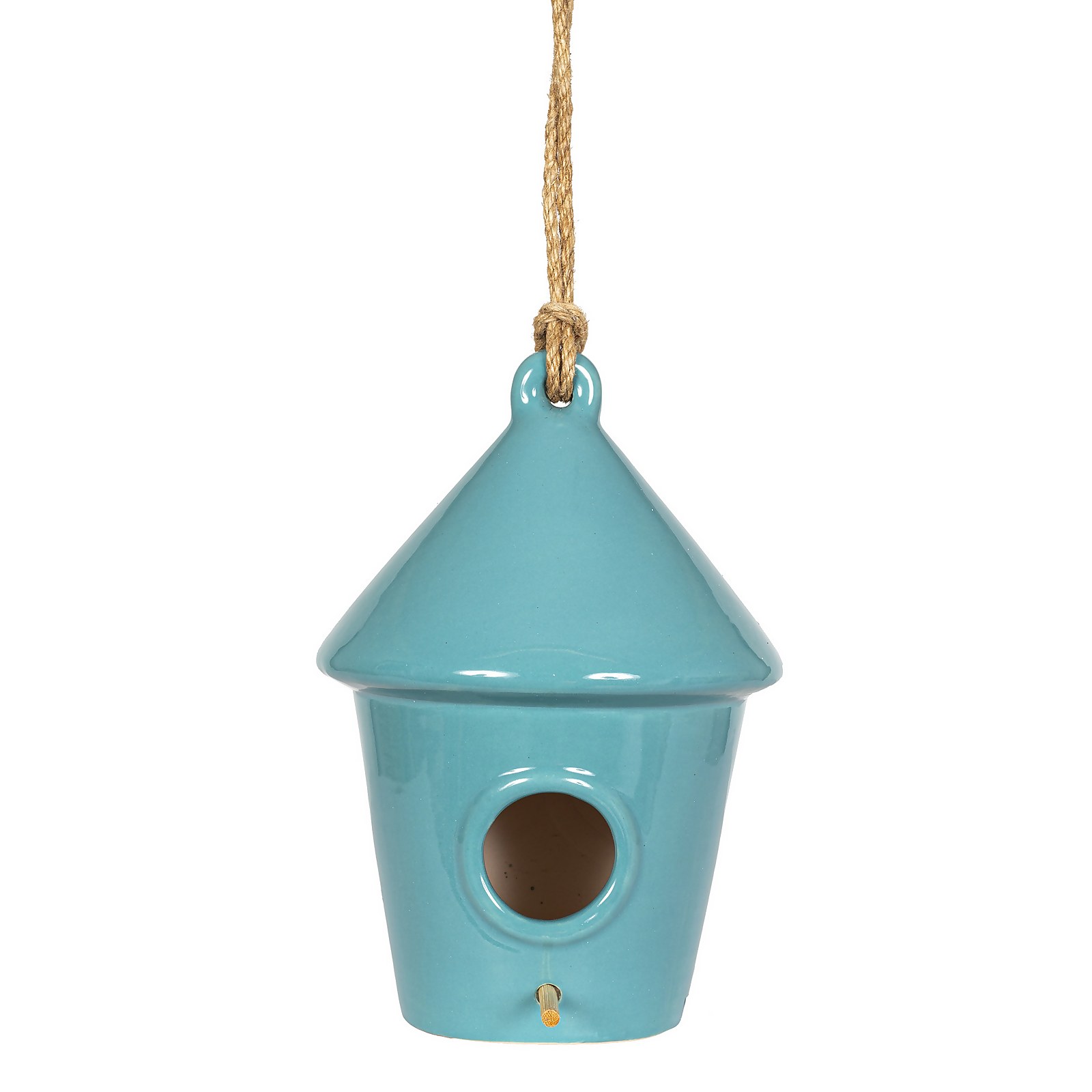 Photo of Conical Ceramic Birdhouse -slate Or Teal- - 26cm