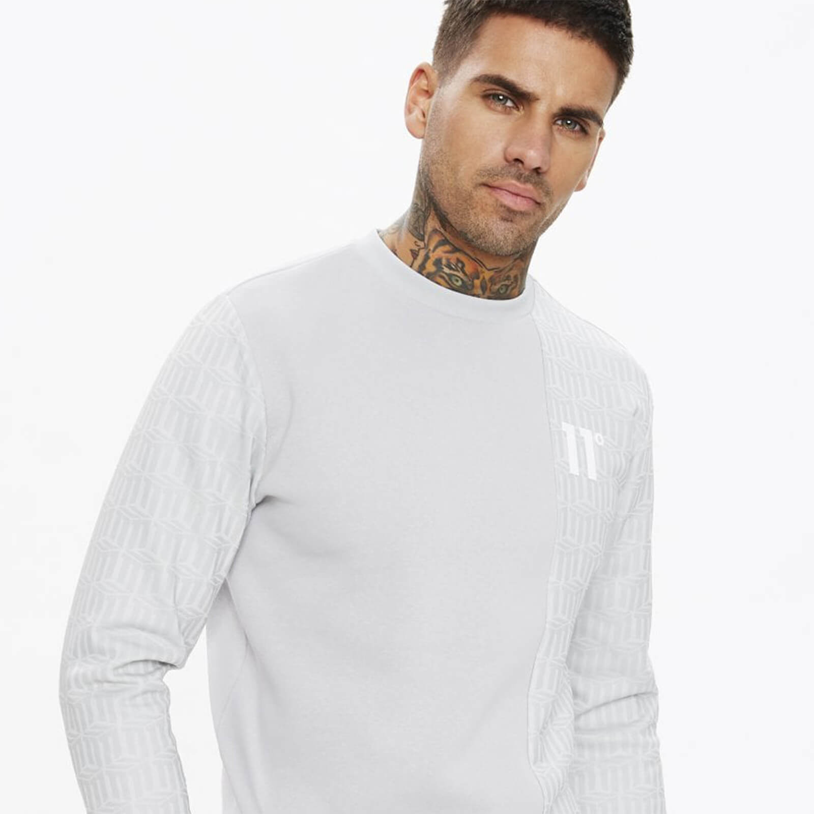 11 Degrees Eclipse Cut And Sew Mixed Fabric Sweatshirt – Vapour Grey - S