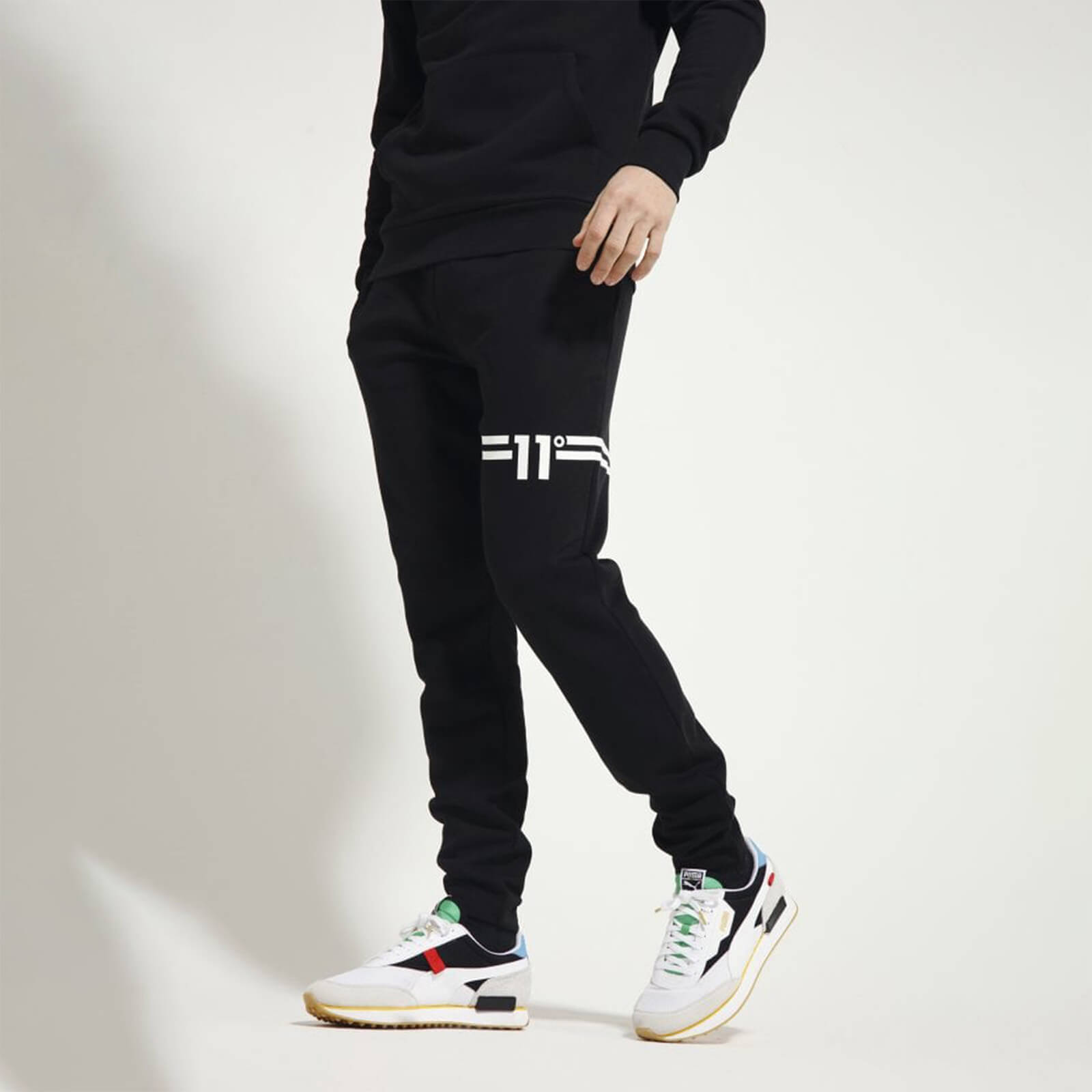 11 Degrees Leg Stripe Joggers Regular Fit - Black / White - S from 11 Degrees