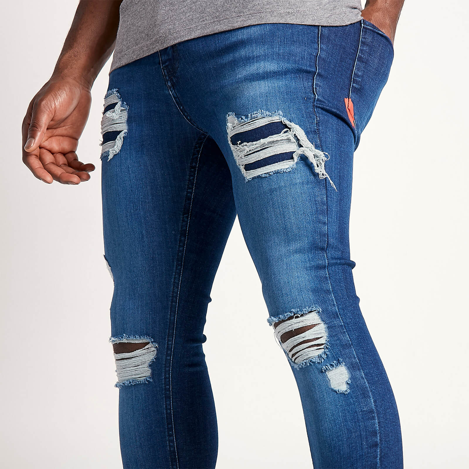 sustainable distressed jeans skinny fit – indigo wash - w32/l34