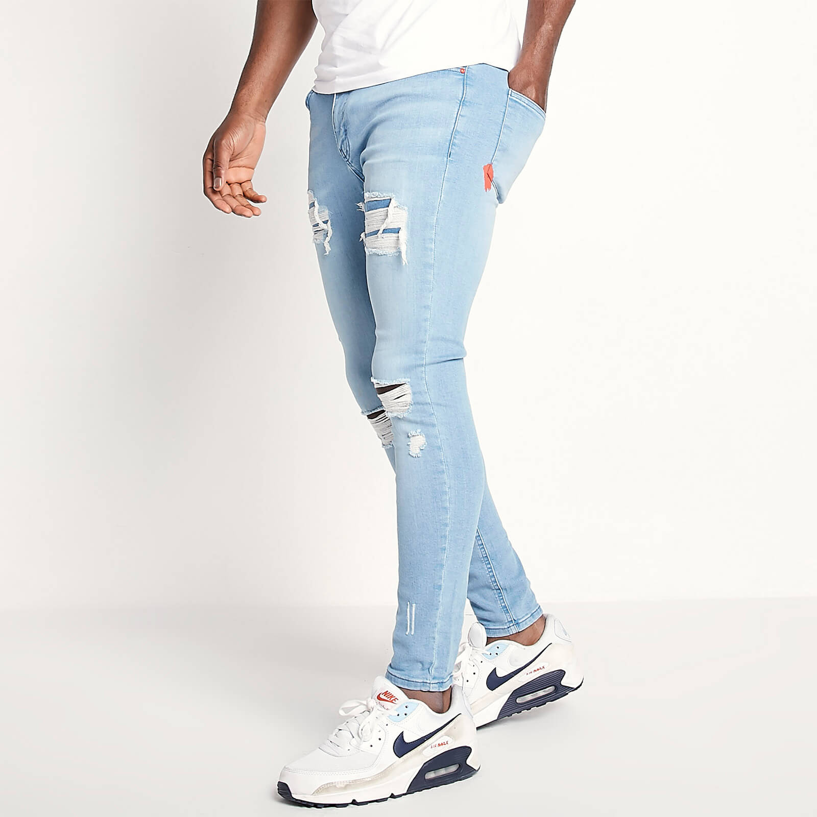 sustainable distressed jeans skinny fit – light wash - w28/l32